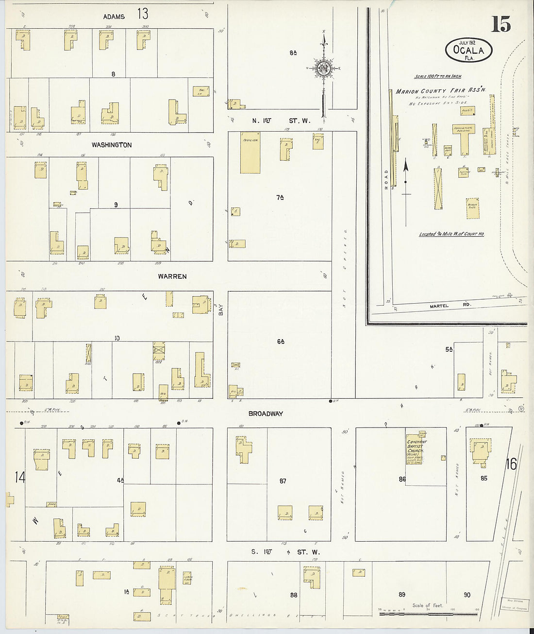 This old map of Ocala, Marion County, Florida was created by Sanborn Map Company in 1912