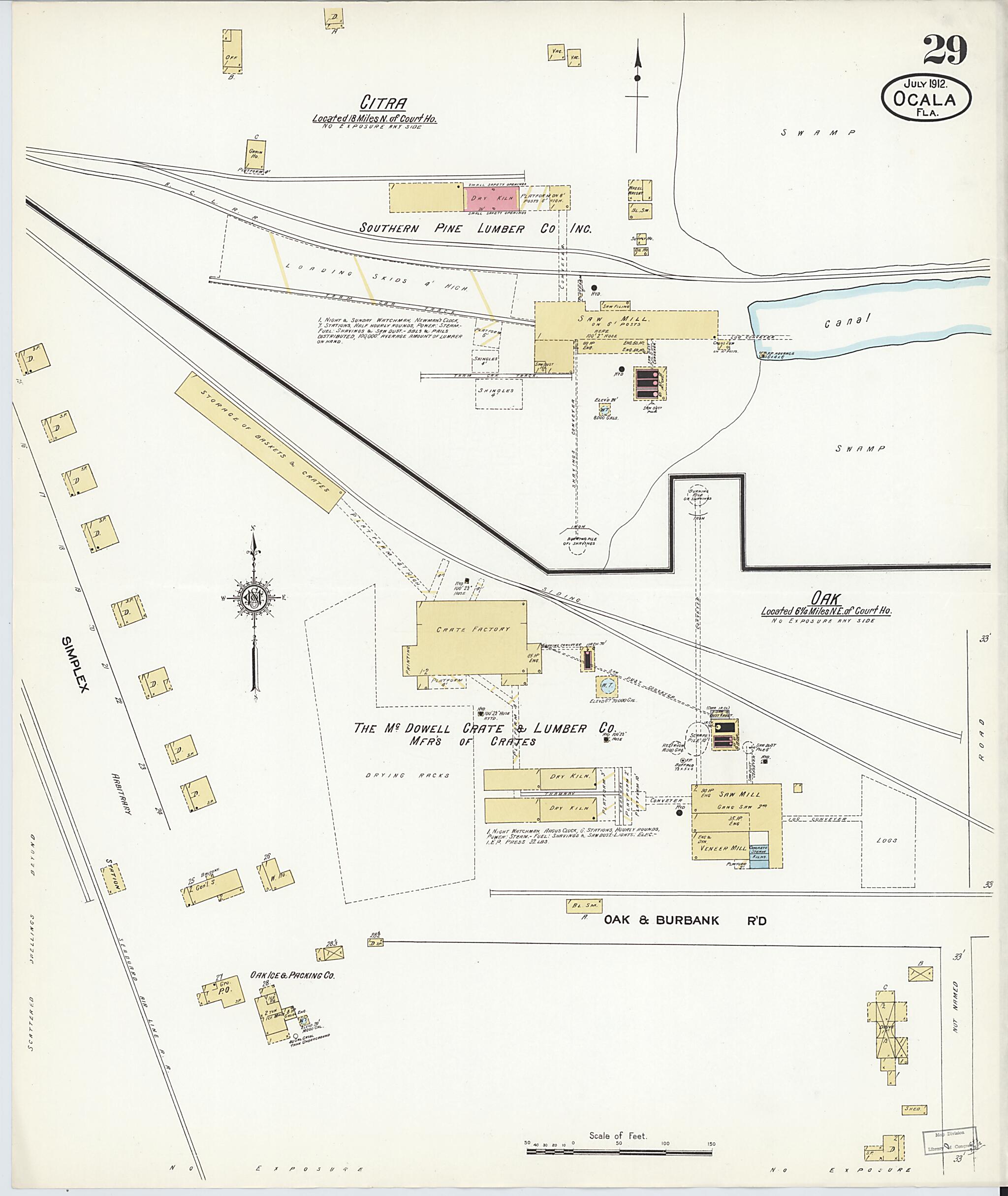 This old map of Ocala, Marion County, Florida was created by Sanborn Map Company in 1912