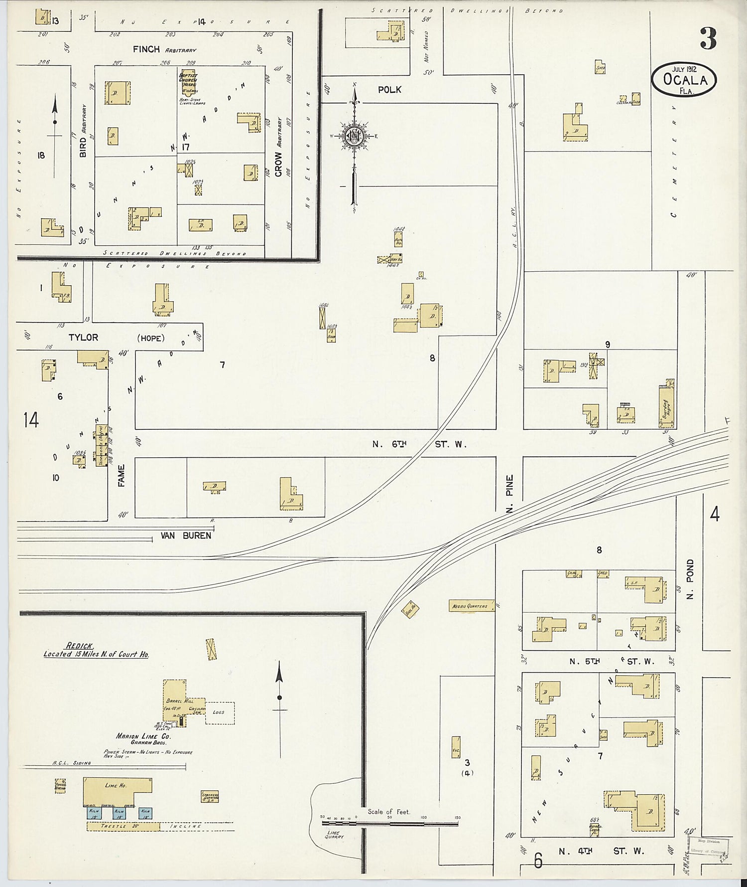 This old map of Ocala, Marion County, Florida was created by Sanborn Map Company in 1912