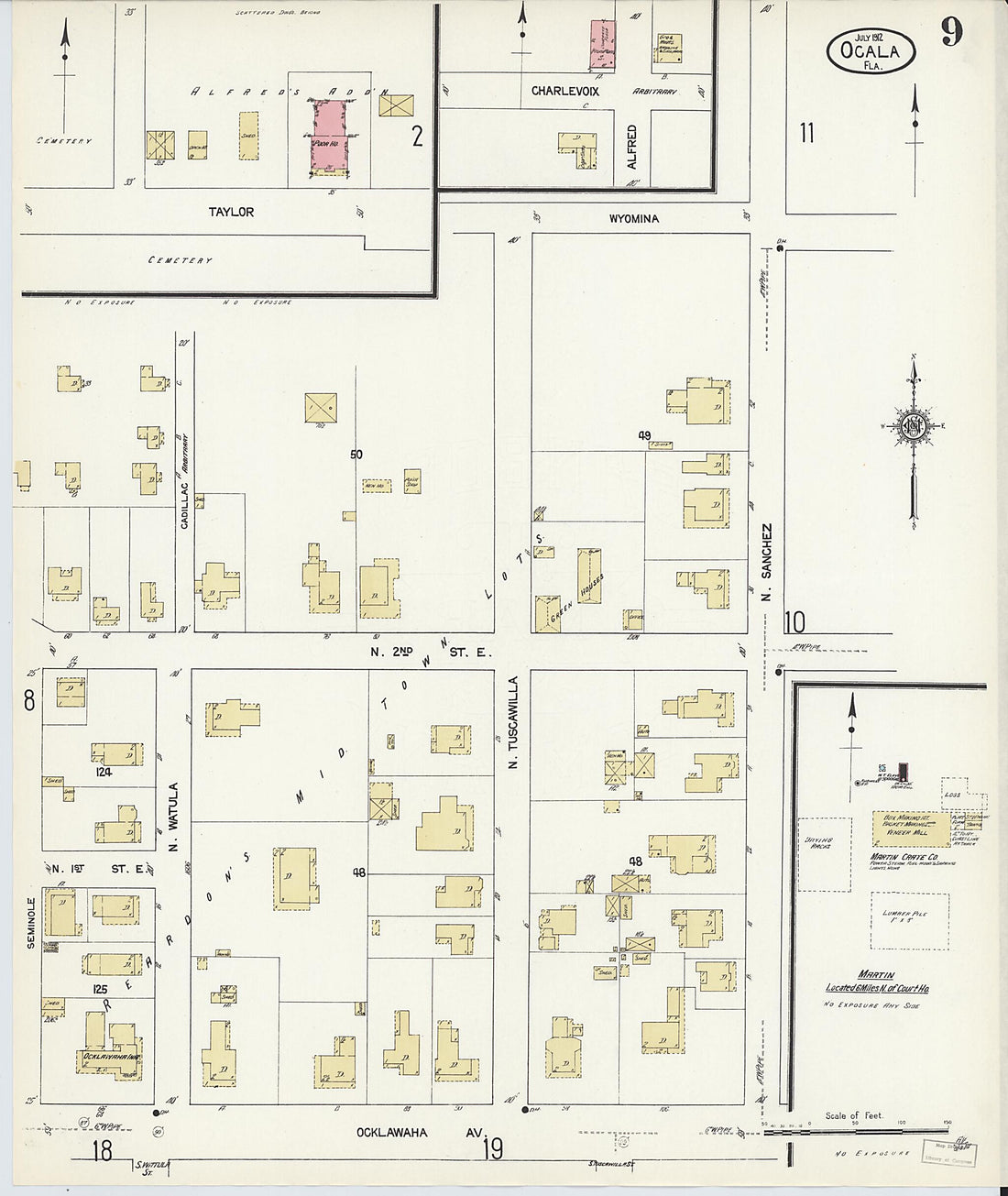 This old map of Ocala, Marion County, Florida was created by Sanborn Map Company in 1912