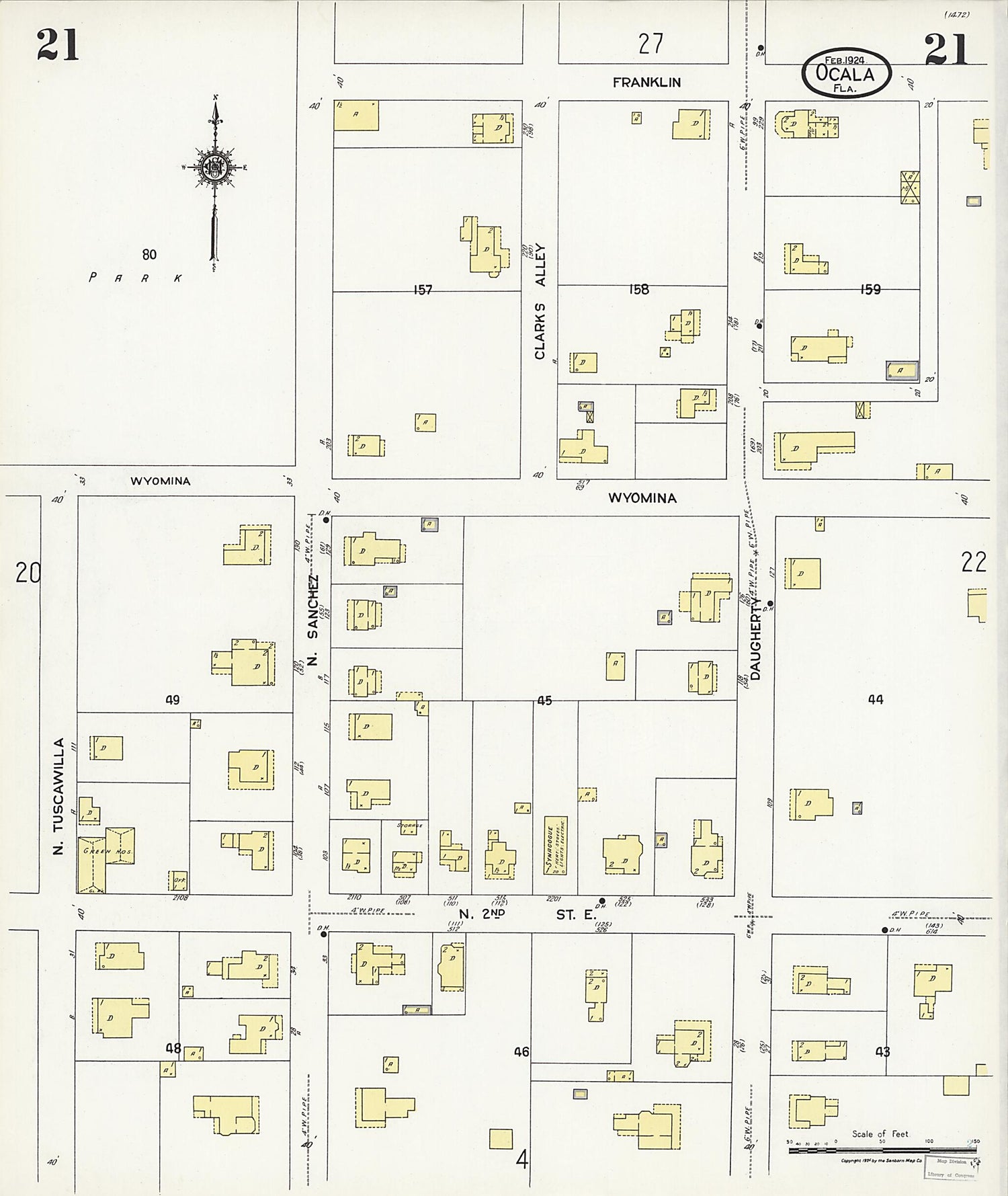 This old map of Zuber, Marion County, Florida was created by Sanborn Map Company in 1924