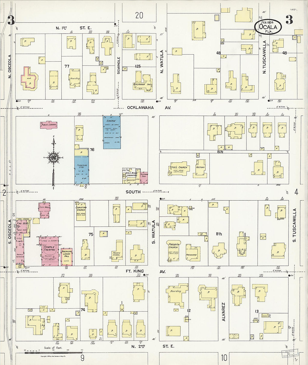 Ocala, Marion County, Florida 1924 (Sheet 3) by Relic Map Company