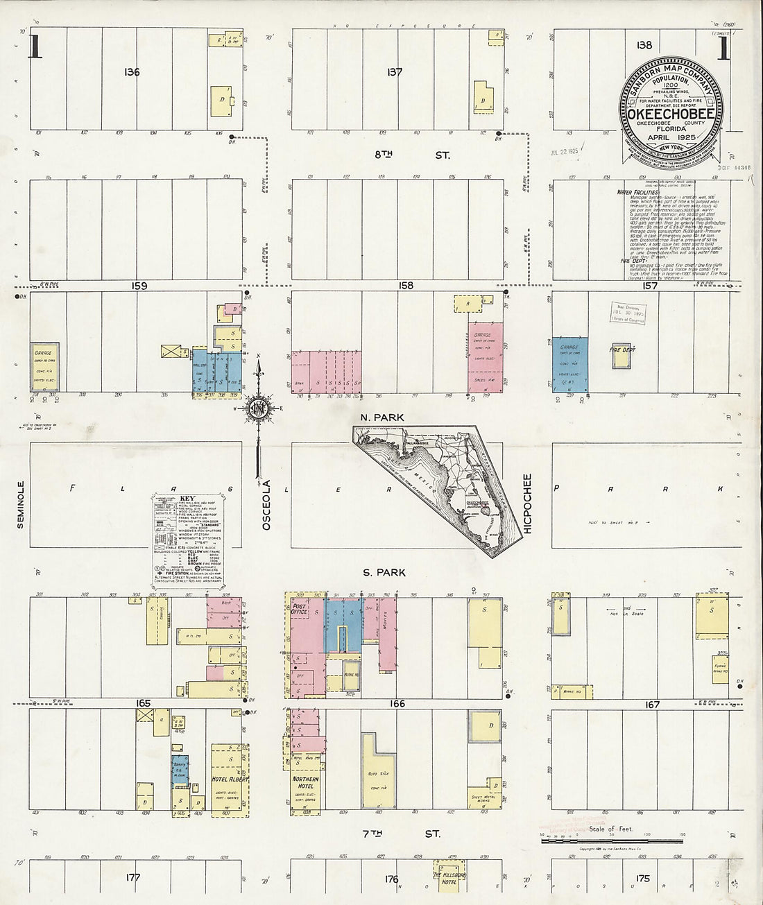 This old map of Okeechobee, Okeechobee County, Florida was created by Sanborn Map Company in 1925