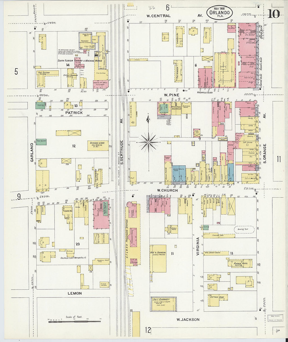 This old map of Orlando, Orange County, Florida was created by Sanborn Map Company in 1908