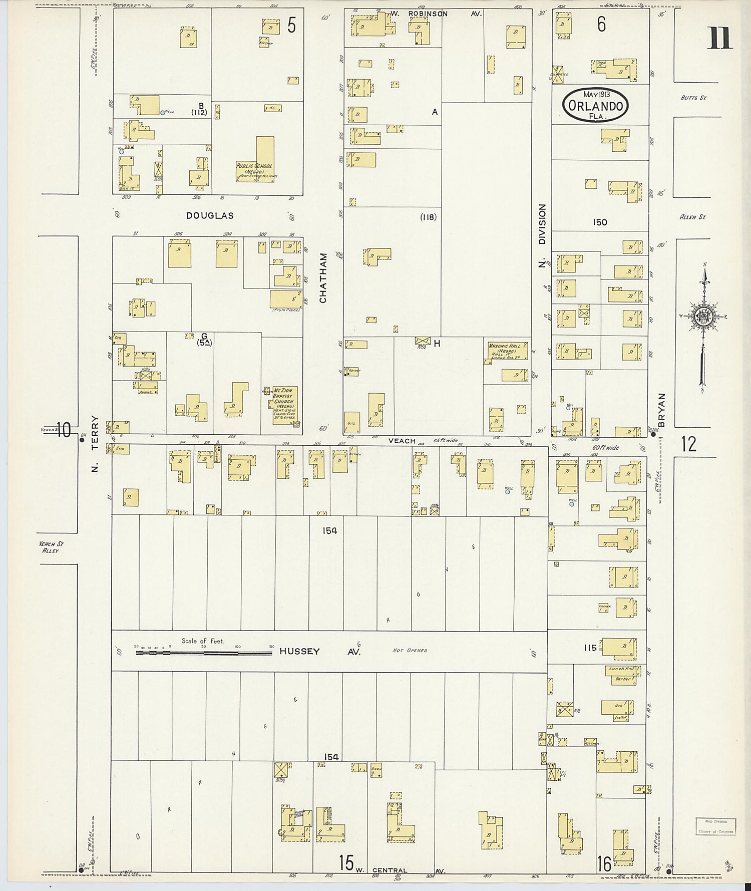 This old map of Orlando, Orange County, Florida was created by Sanborn Map Company in 1913