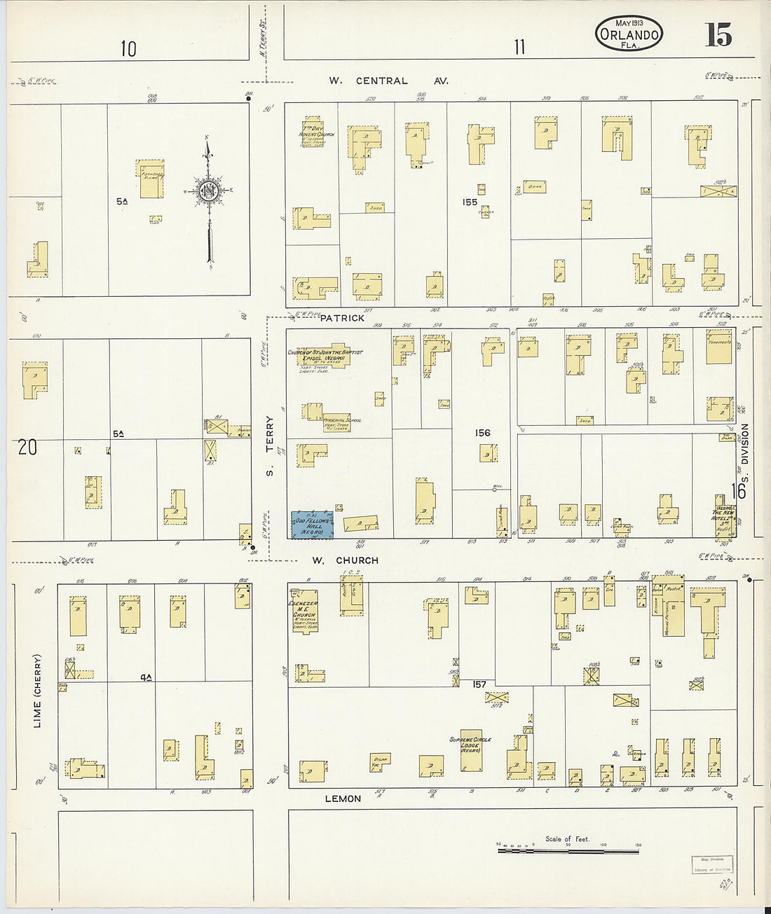 This old map of Orlando, Orange County, Florida was created by Sanborn Map Company in 1913