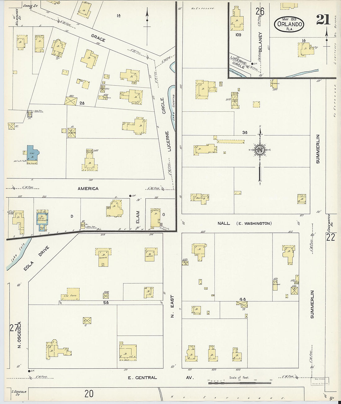 This old map of Orlando, Orange County, Florida was created by Sanborn Map Company in 1913