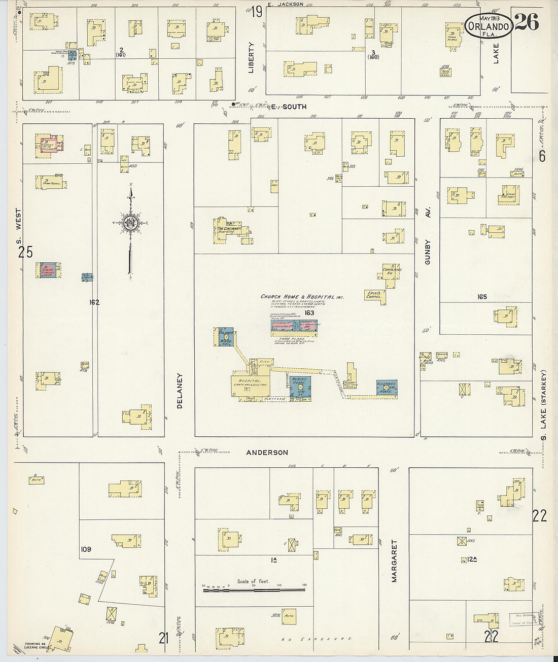 This old map of Orlando, Orange County, Florida was created by Sanborn Map Company in 1913