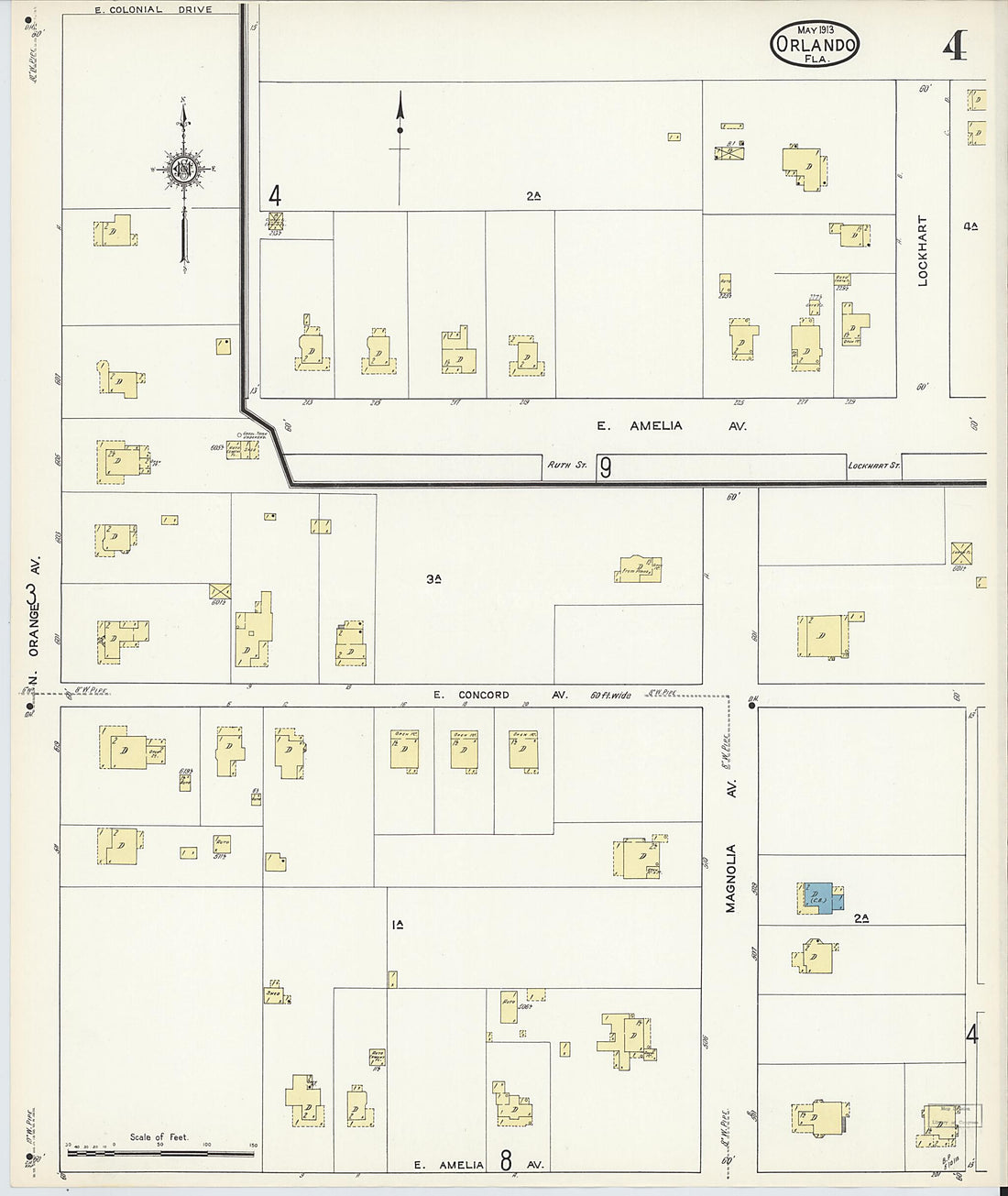 This old map of Orlando, Orange County, Florida was created by Sanborn Map Company in 1913