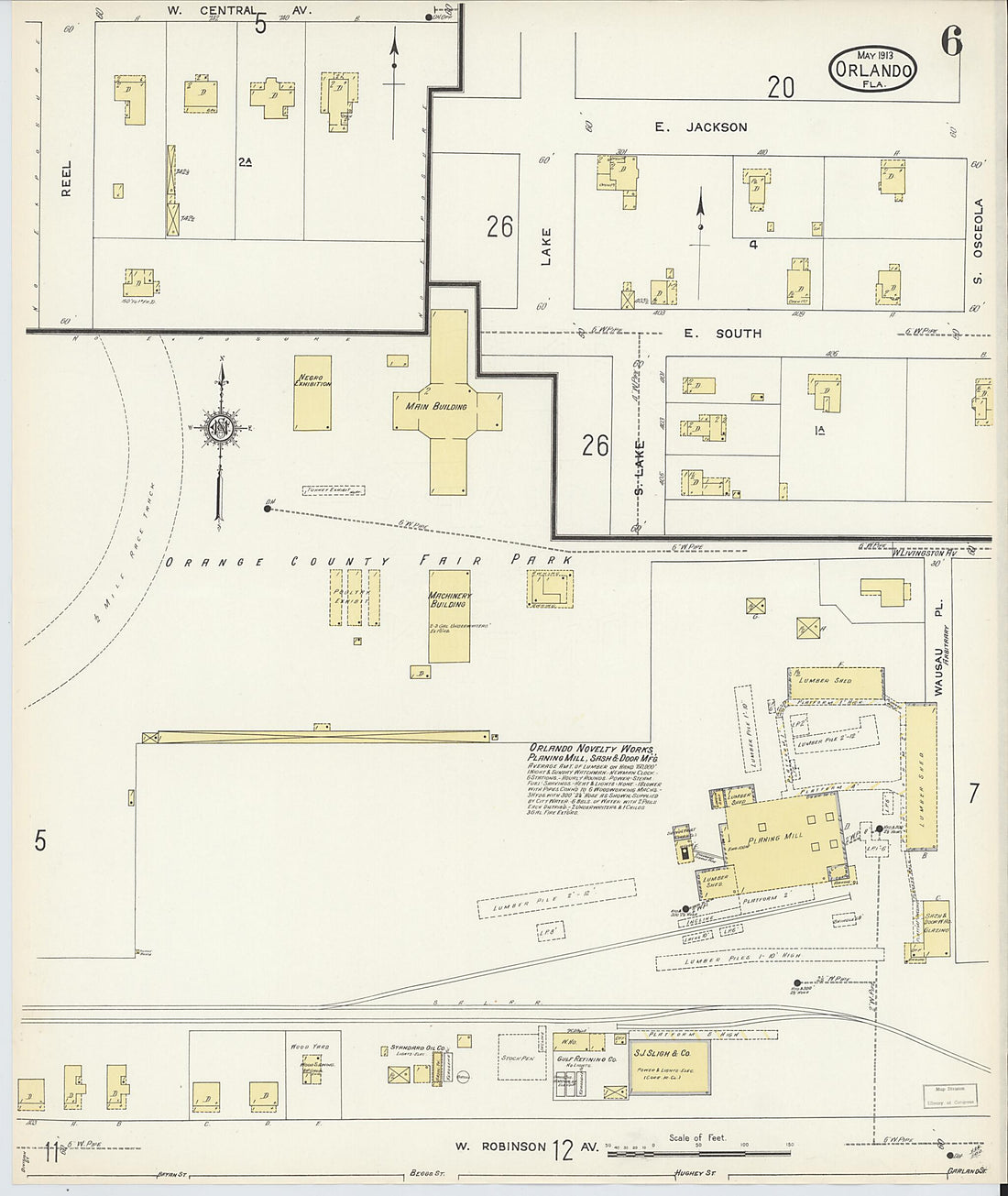 This old map of Orlando, Orange County, Florida was created by Sanborn Map Company in 1913