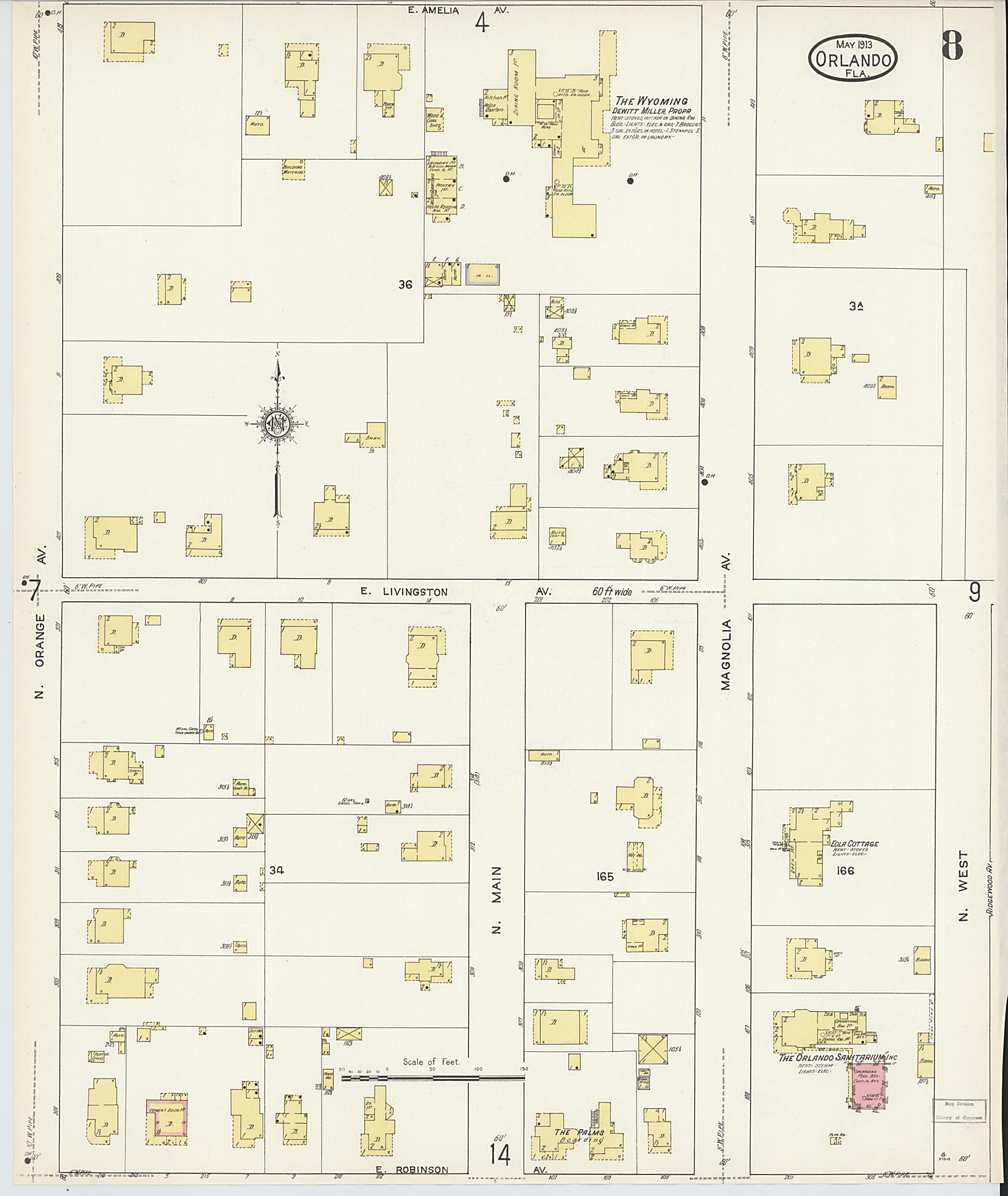 This old map of Orlando, Orange County, Florida was created by Sanborn Map Company in 1913