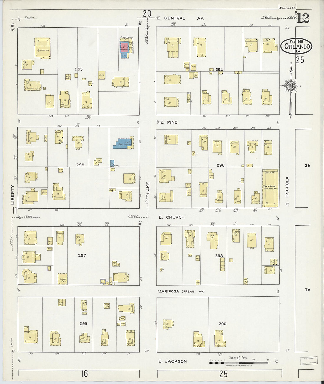 This old map of Orlando, Orange County, Florida was created by Sanborn Map Company in 1919