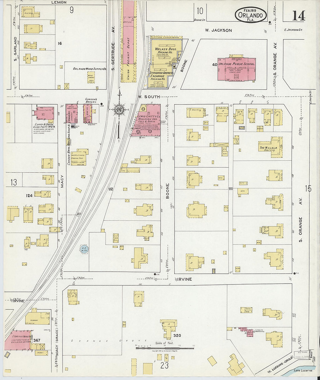 This old map of Orlando, Orange County, Florida was created by Sanborn Map Company in 1919