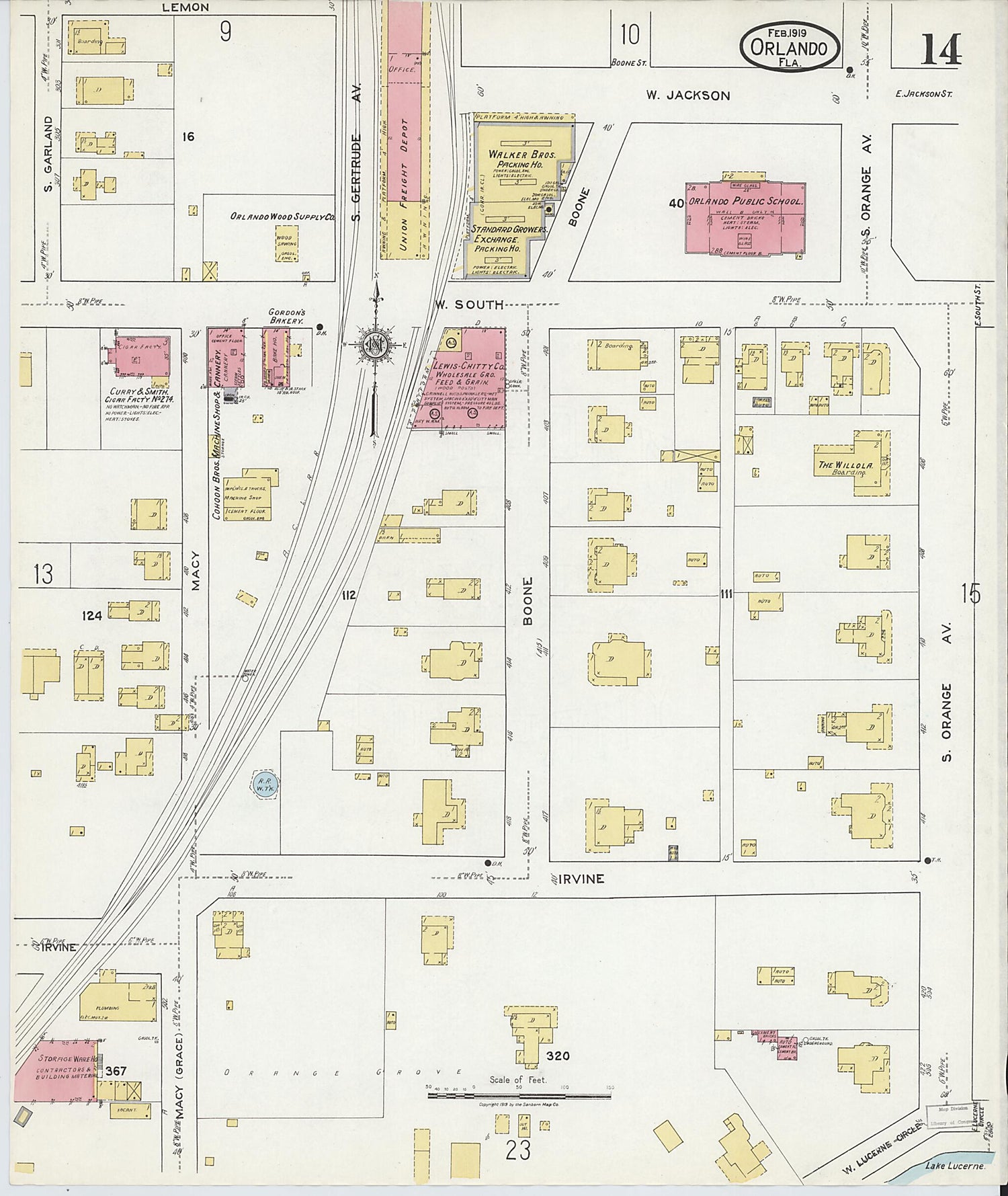 This old map of Orlando, Orange County, Florida was created by Sanborn Map Company in 1919