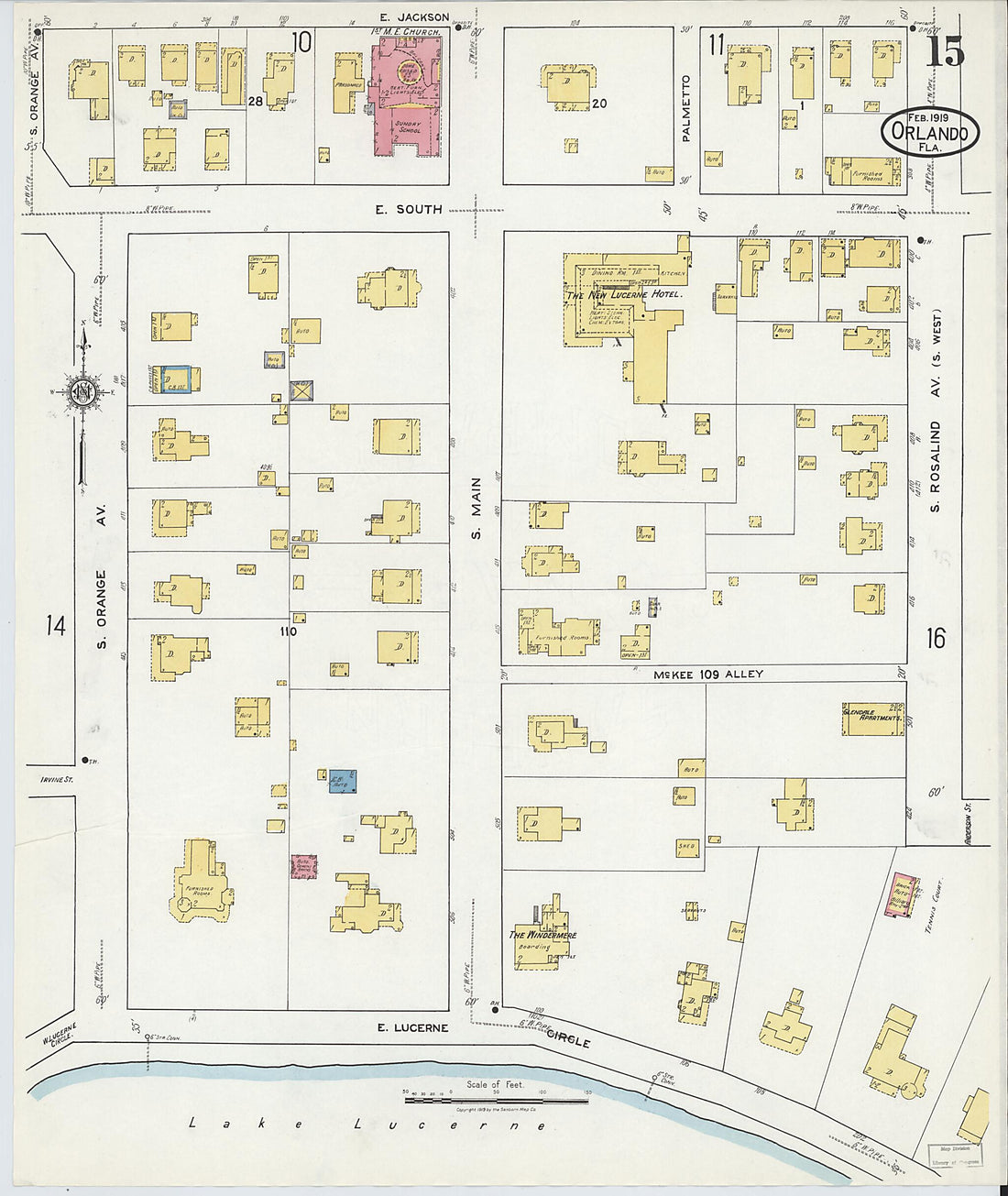 This old map of Orlando, Orange County, Florida was created by Sanborn Map Company in 1919