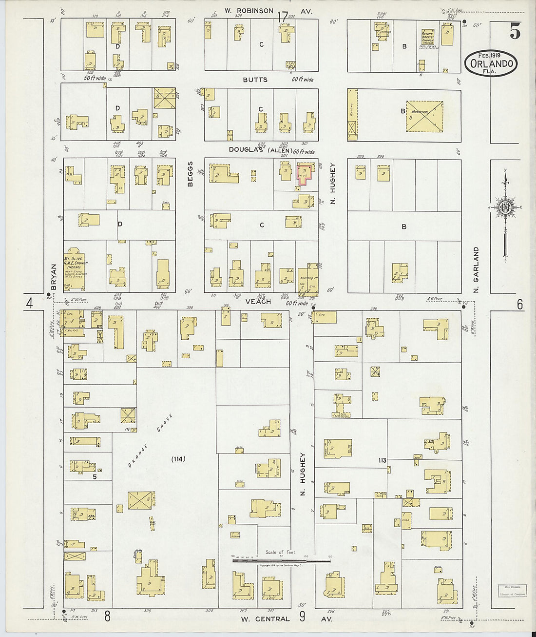 This old map of Orlando, Orange County, Florida was created by Sanborn Map Company in 1919