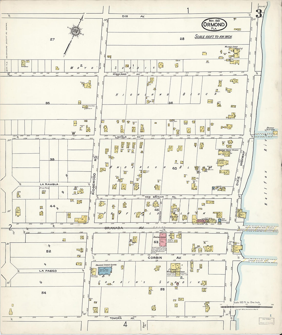 This old map of Ormond, Volusia County, Florida was created by Sanborn Map Company in 1921