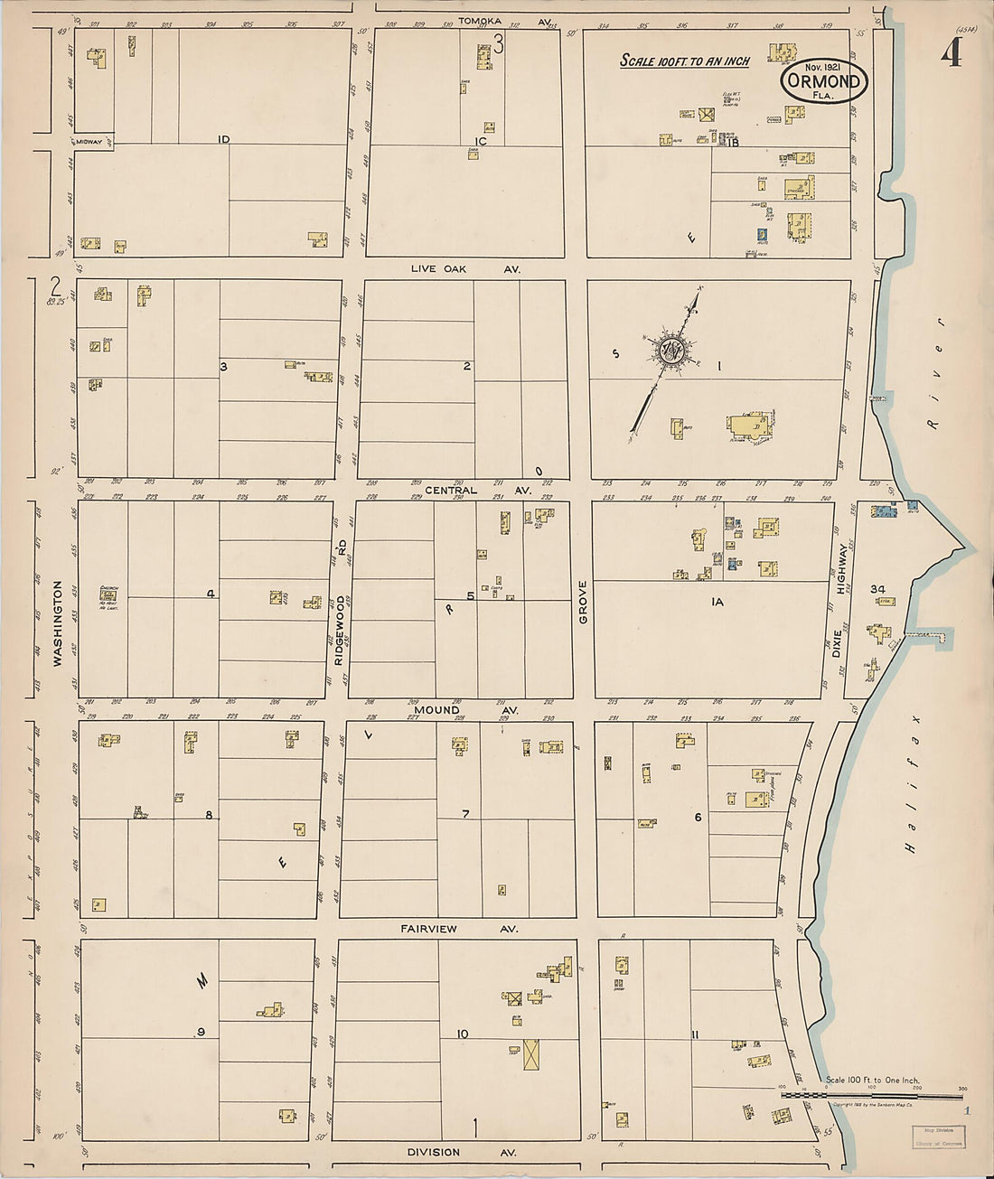 This old map of Ormond, Volusia County, Florida was created by Sanborn Map Company in 1921