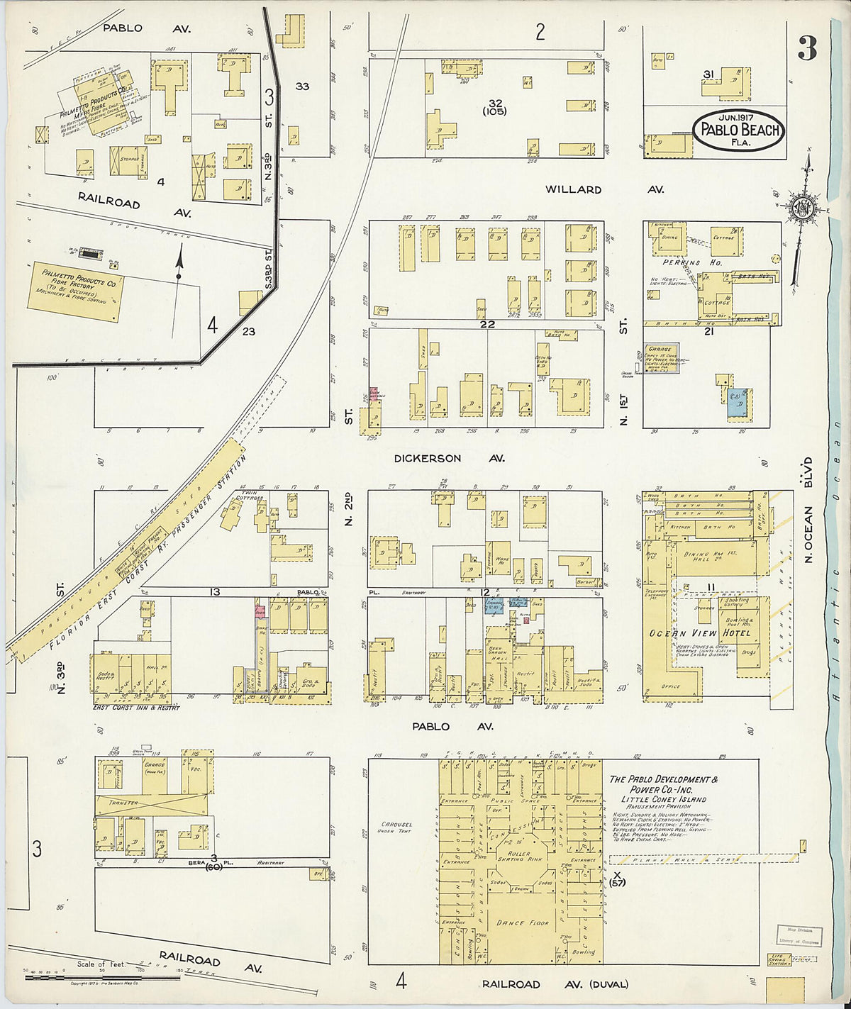 Pablo Beach, Duval County, Florida 1917 (Sheet 3) by Relic Map Company