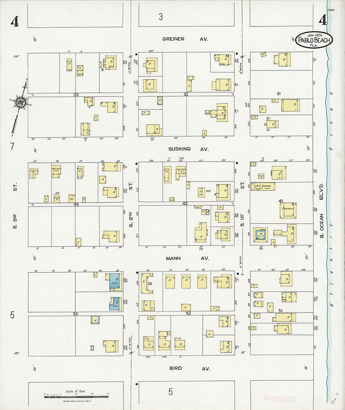 Pablo Beach, Duval County, Florida 1924 (Sheet 4) by Relic Map Company