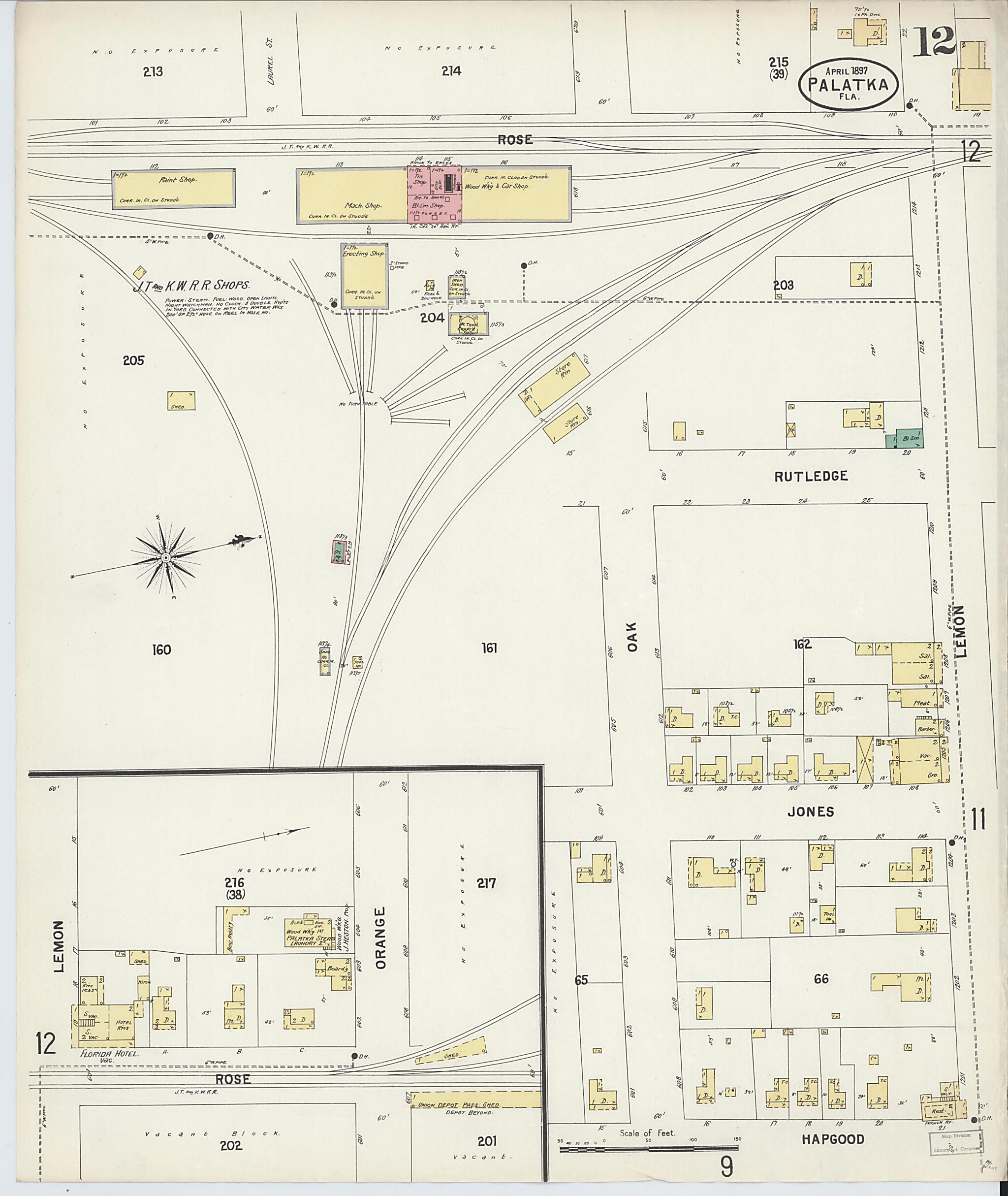 This old map of Palatka, Putnam County, Florida was created by Sanborn Map Company in 1897