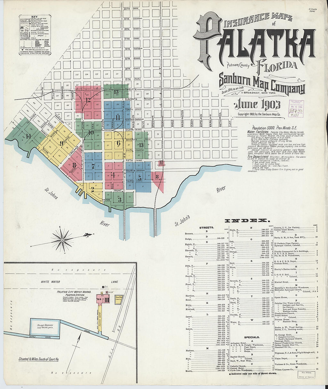 This old map of Palatka, Putnam County, Florida was created by Sanborn Map Company in 1903