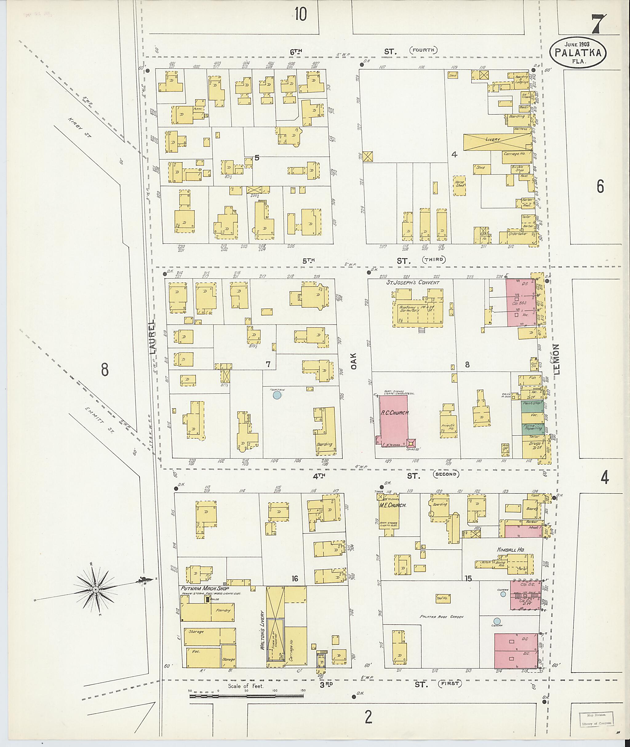 This old map of Palatka, Putnam County, Florida was created by Sanborn Map Company in 1903