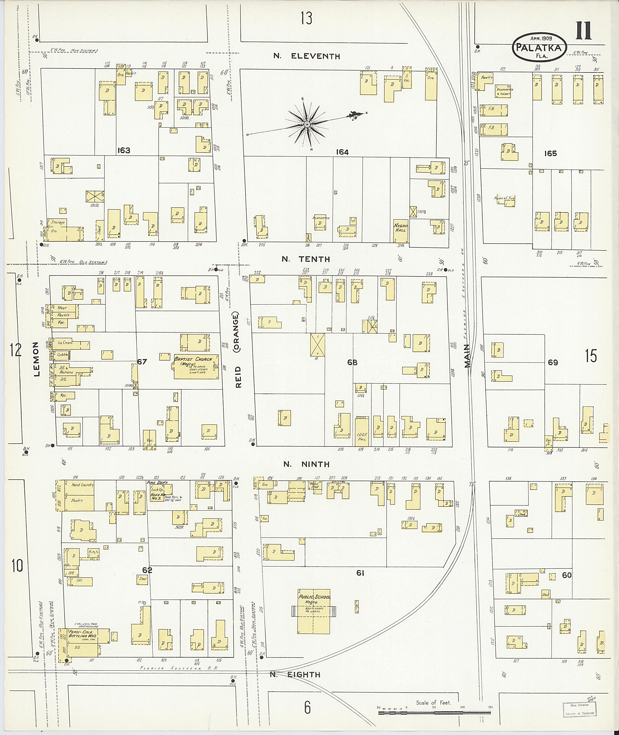 This old map of Palatka, Putnam County, Florida was created by Sanborn Map Company in 1909