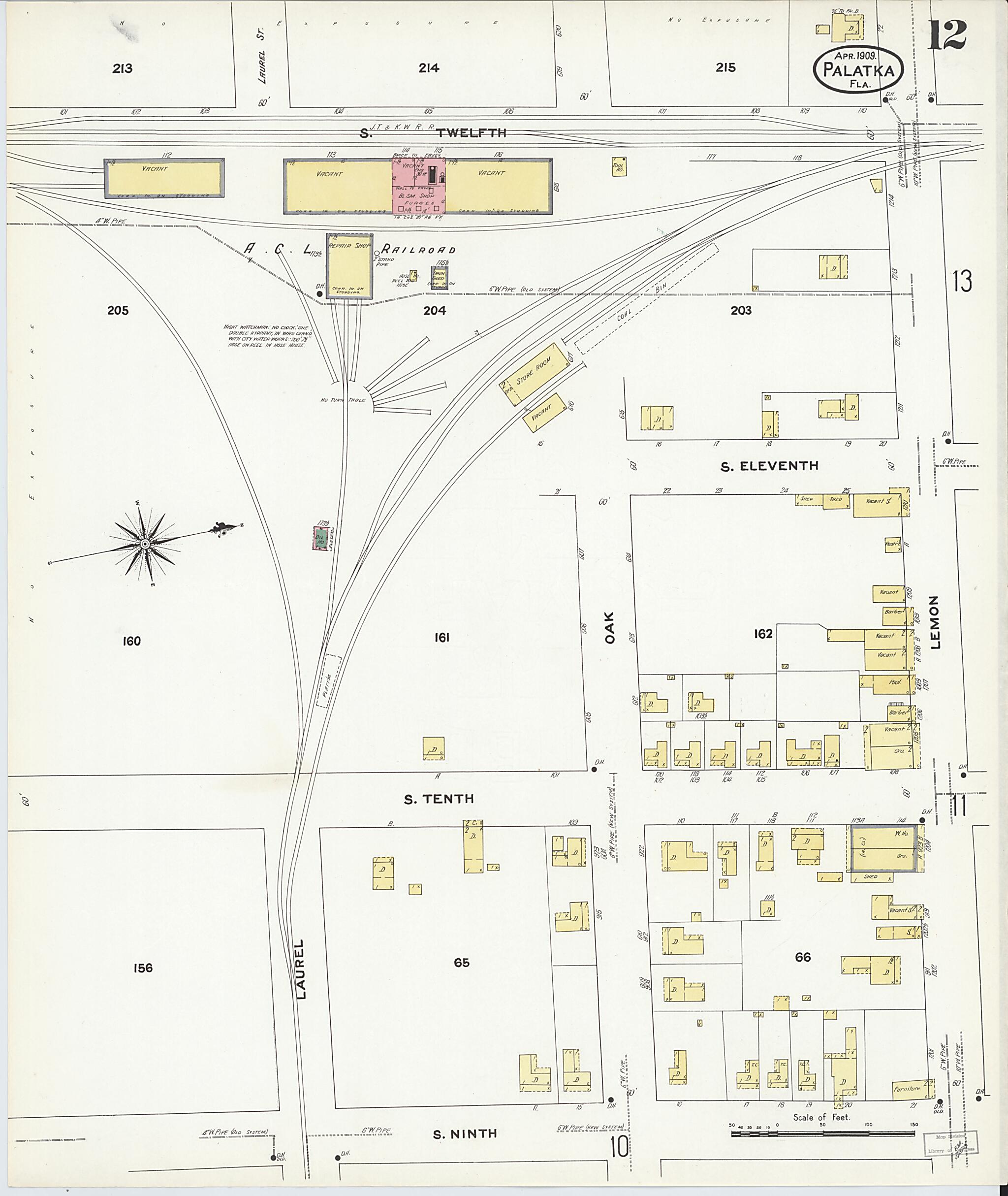 This old map of Palatka, Putnam County, Florida was created by Sanborn Map Company in 1909