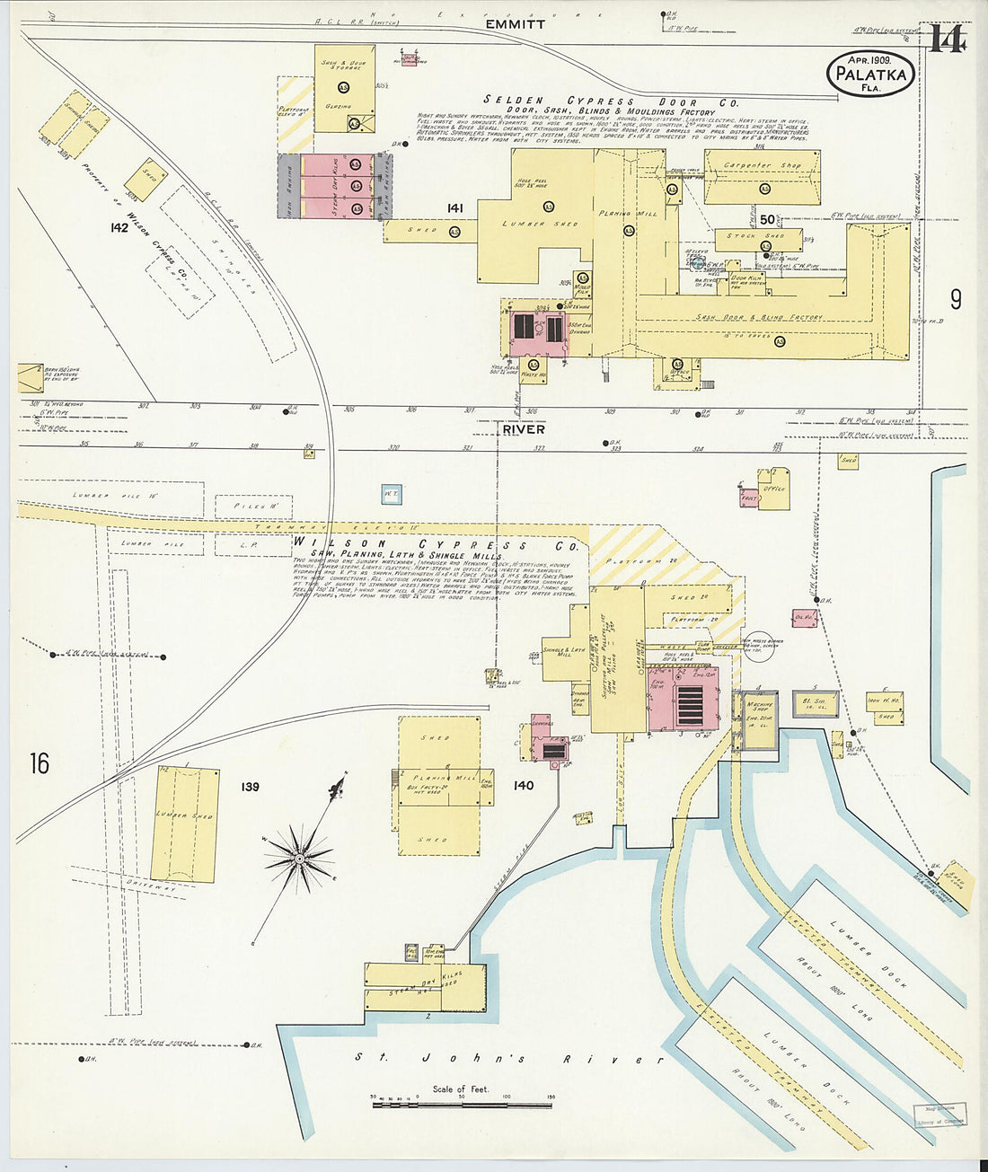 This old map of Palatka, Putnam County, Florida was created by Sanborn Map Company in 1909