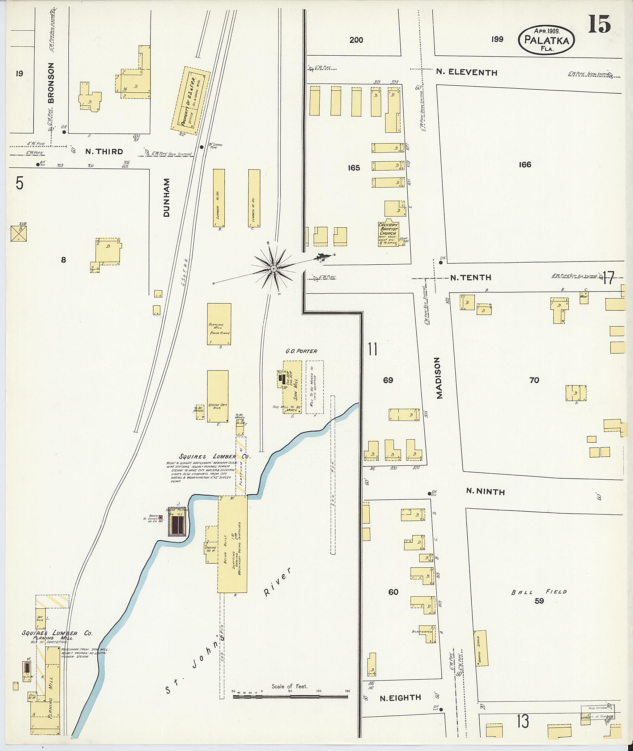 This old map of Palatka, Putnam County, Florida was created by Sanborn Map Company in 1909