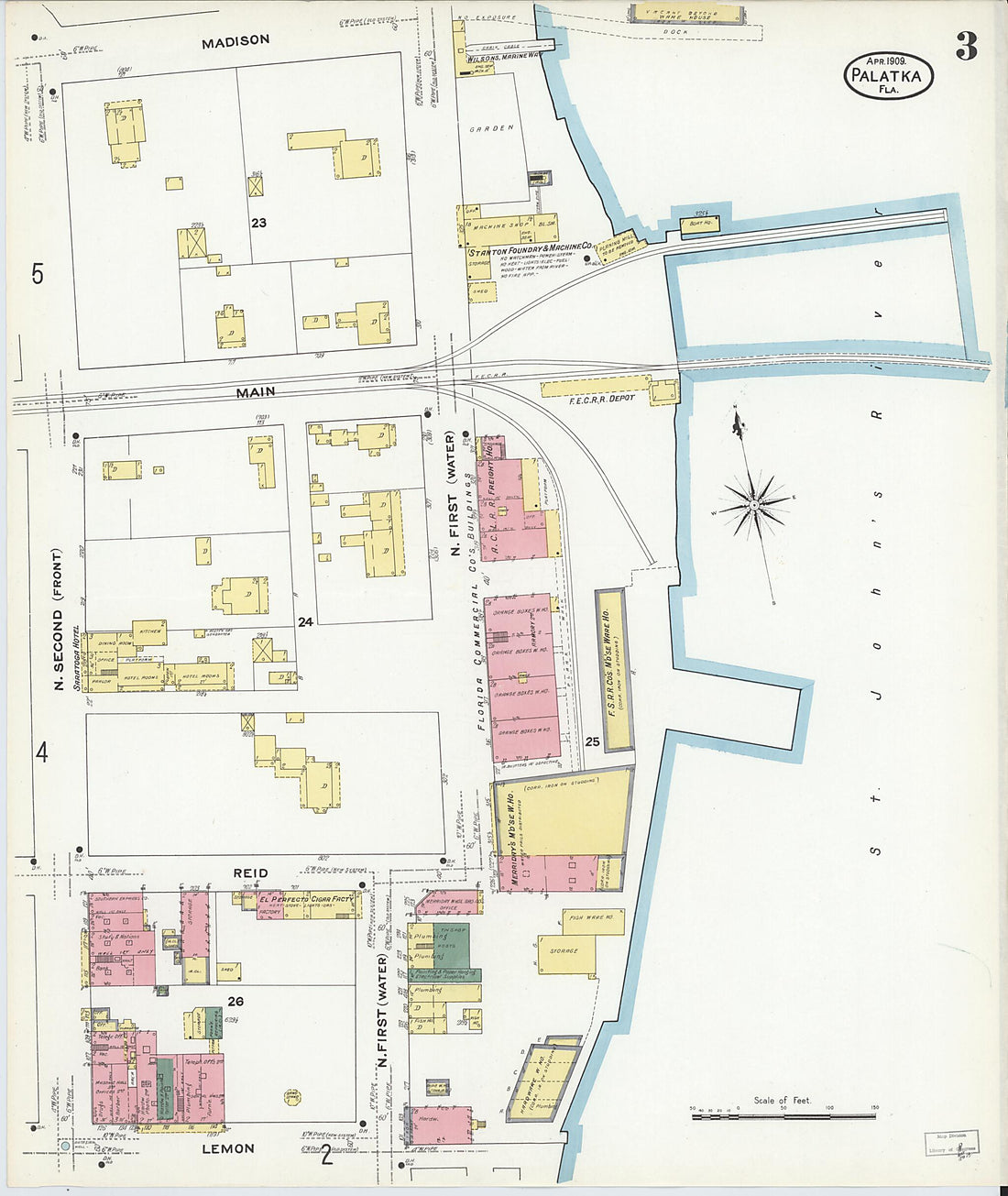 This old map of Palatka, Putnam County, Florida was created by Sanborn Map Company in 1909