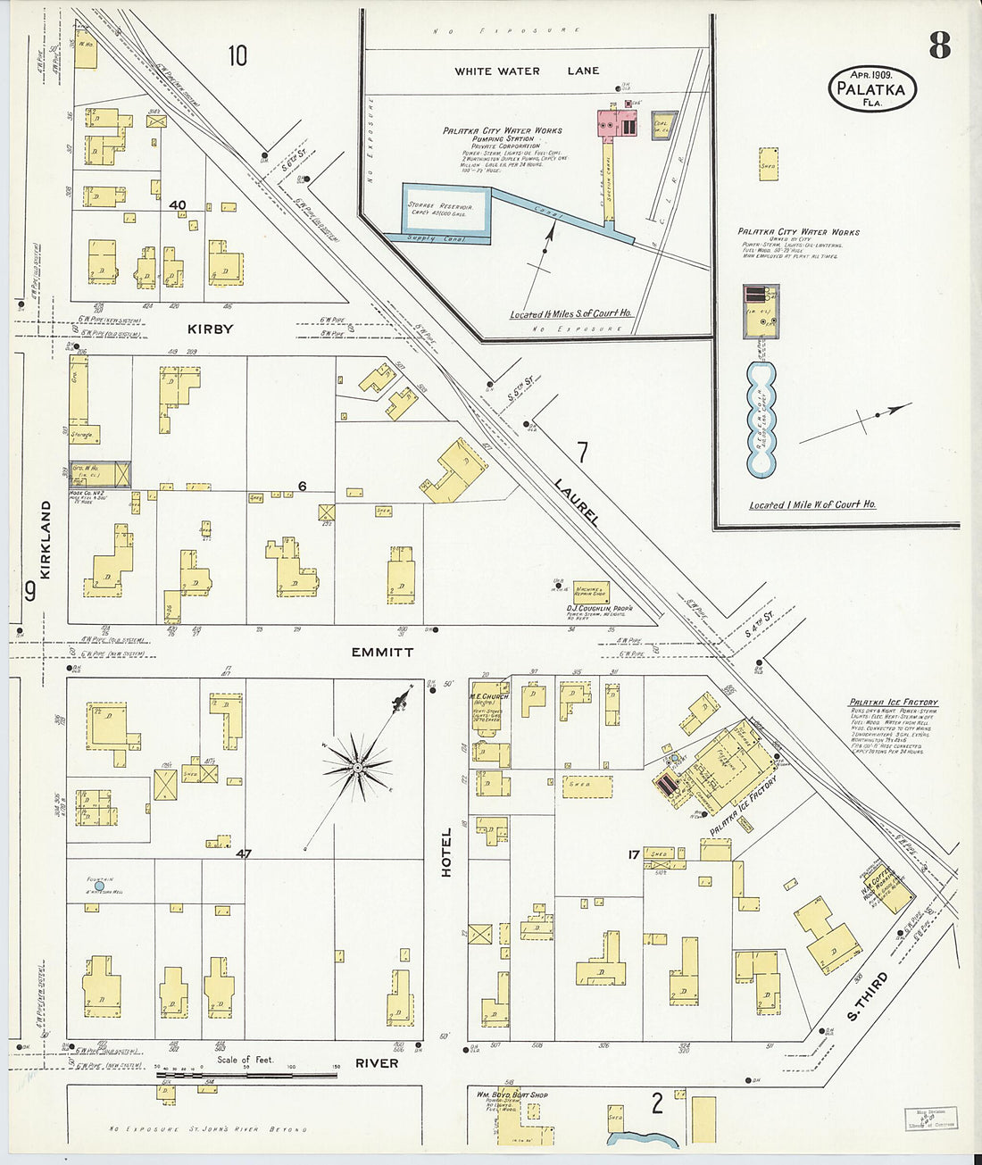 This old map of Palatka, Putnam County, Florida was created by Sanborn Map Company in 1909