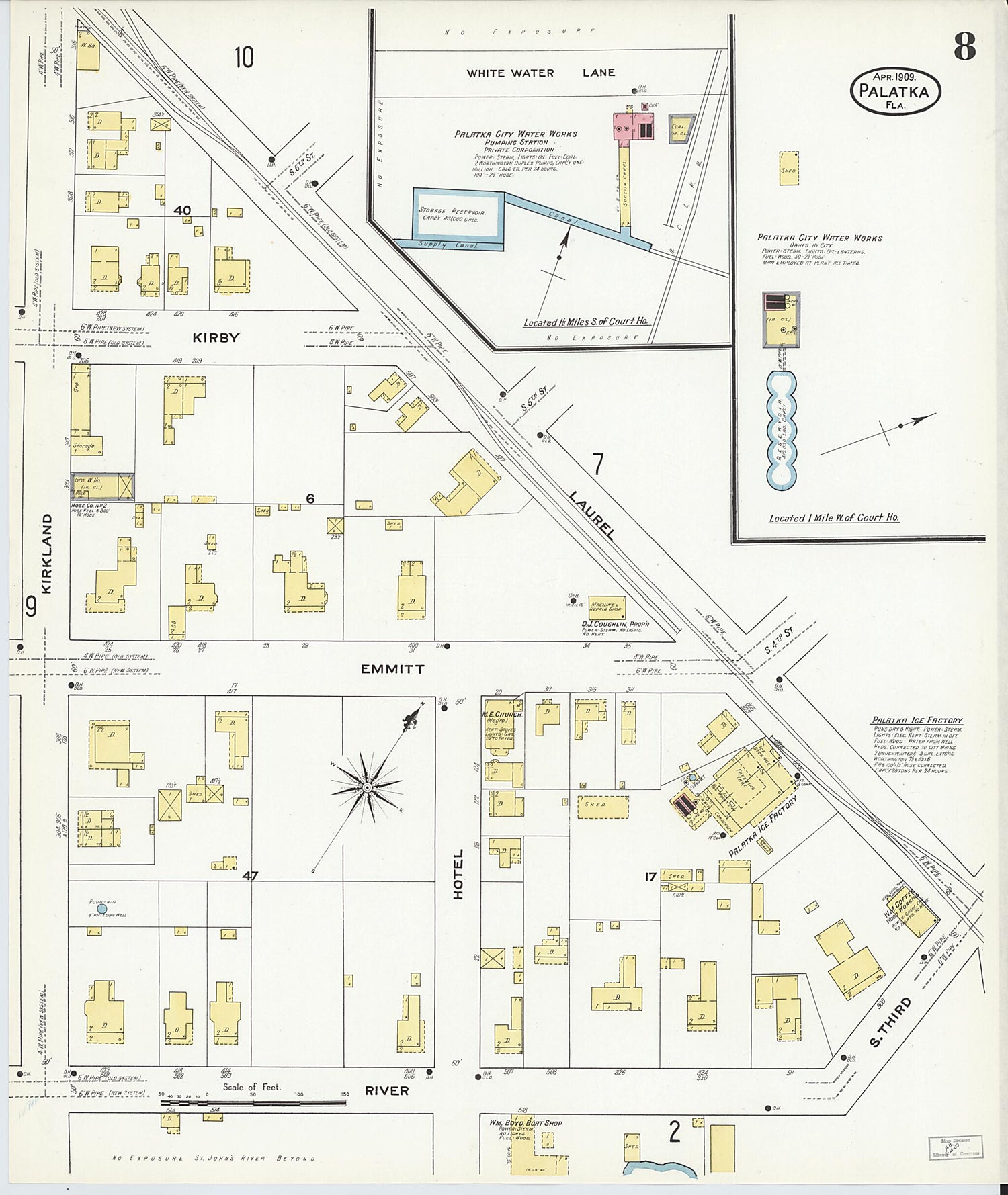 This old map of Palatka, Putnam County, Florida was created by Sanborn Map Company in 1909