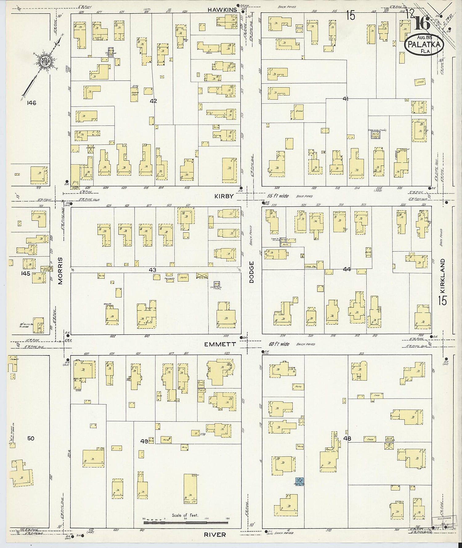 This old map of Palatka, Putnam County, Florida was created by Sanborn Map Company in 1915