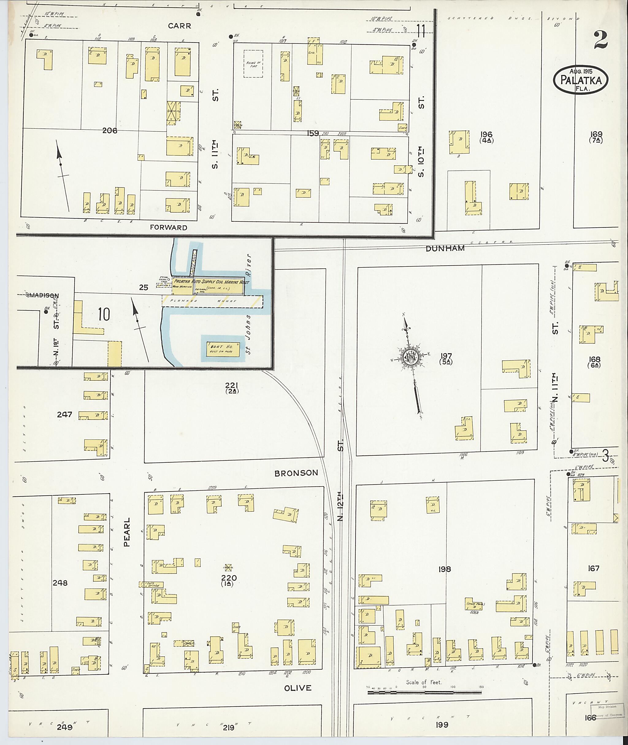 This old map of Palatka, Putnam County, Florida was created by Sanborn Map Company in 1915