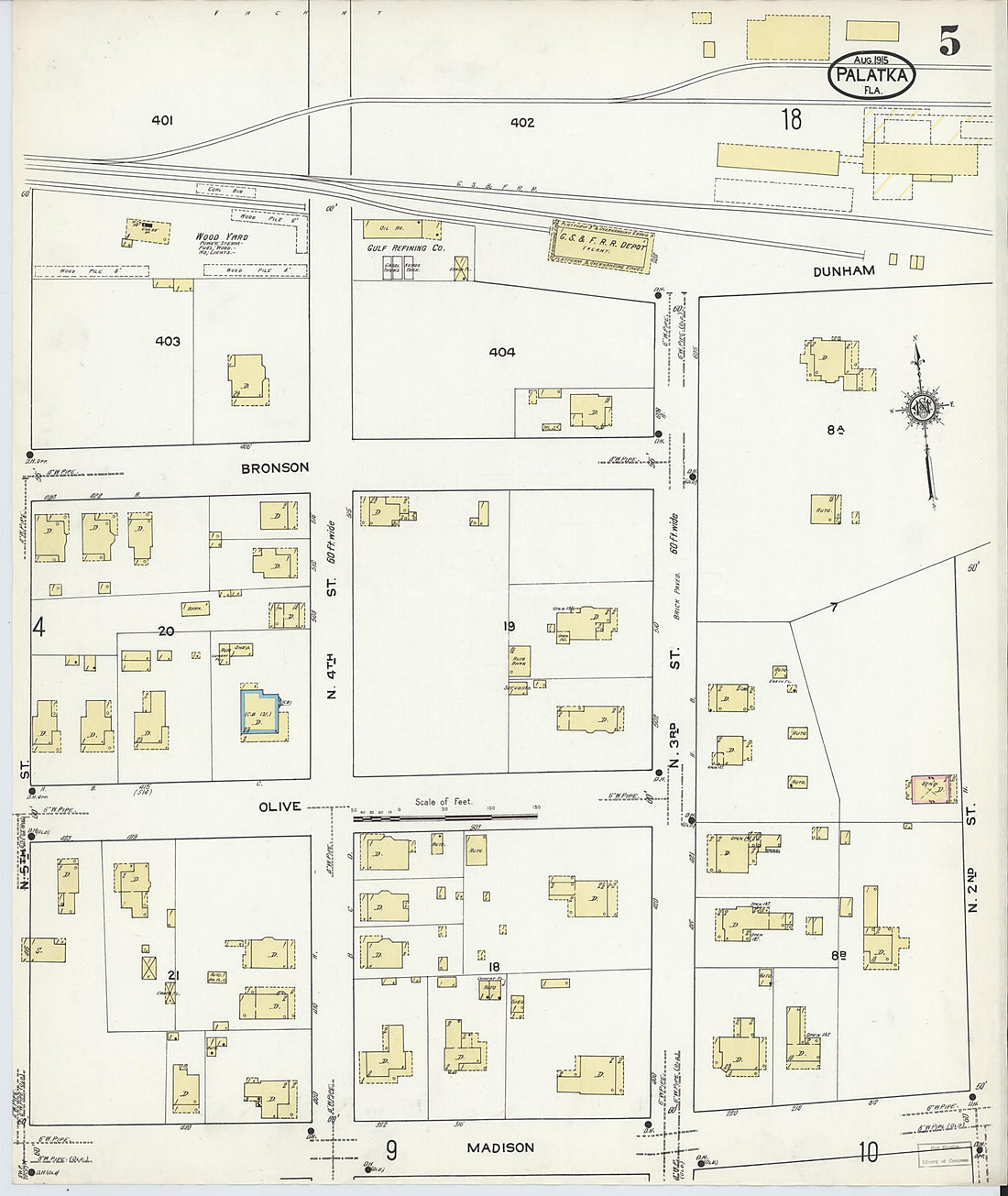 This old map of Palatka, Putnam County, Florida was created by Sanborn Map Company in 1915