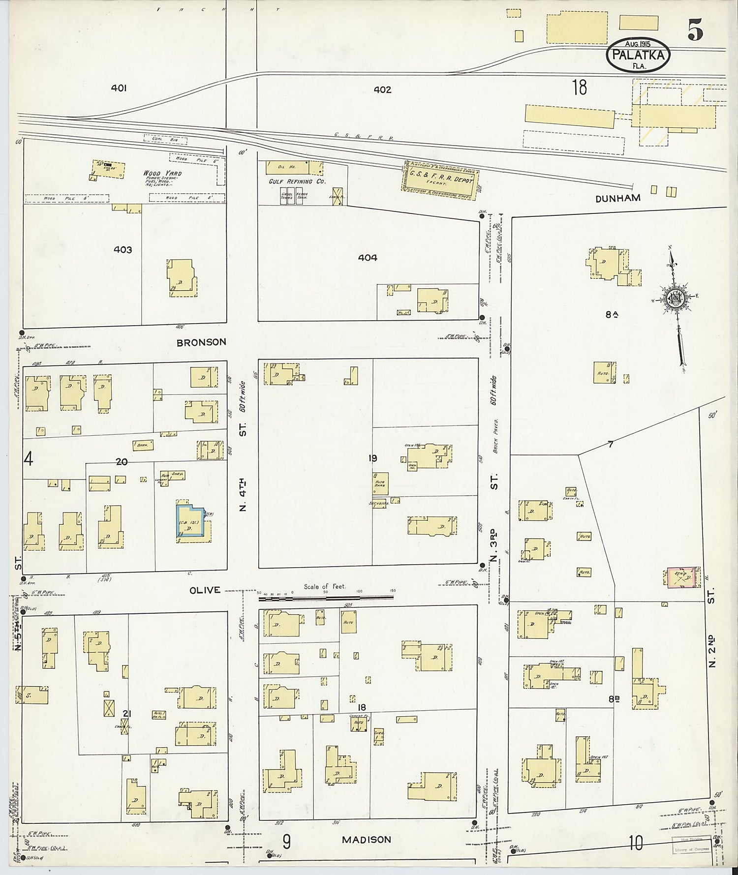 This old map of Palatka, Putnam County, Florida was created by Sanborn Map Company in 1915