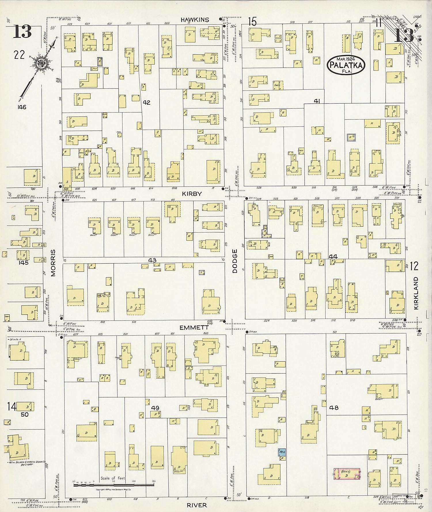 This old map of Palatka, Putnam County, Florida was created by Sanborn Map Company in 1924