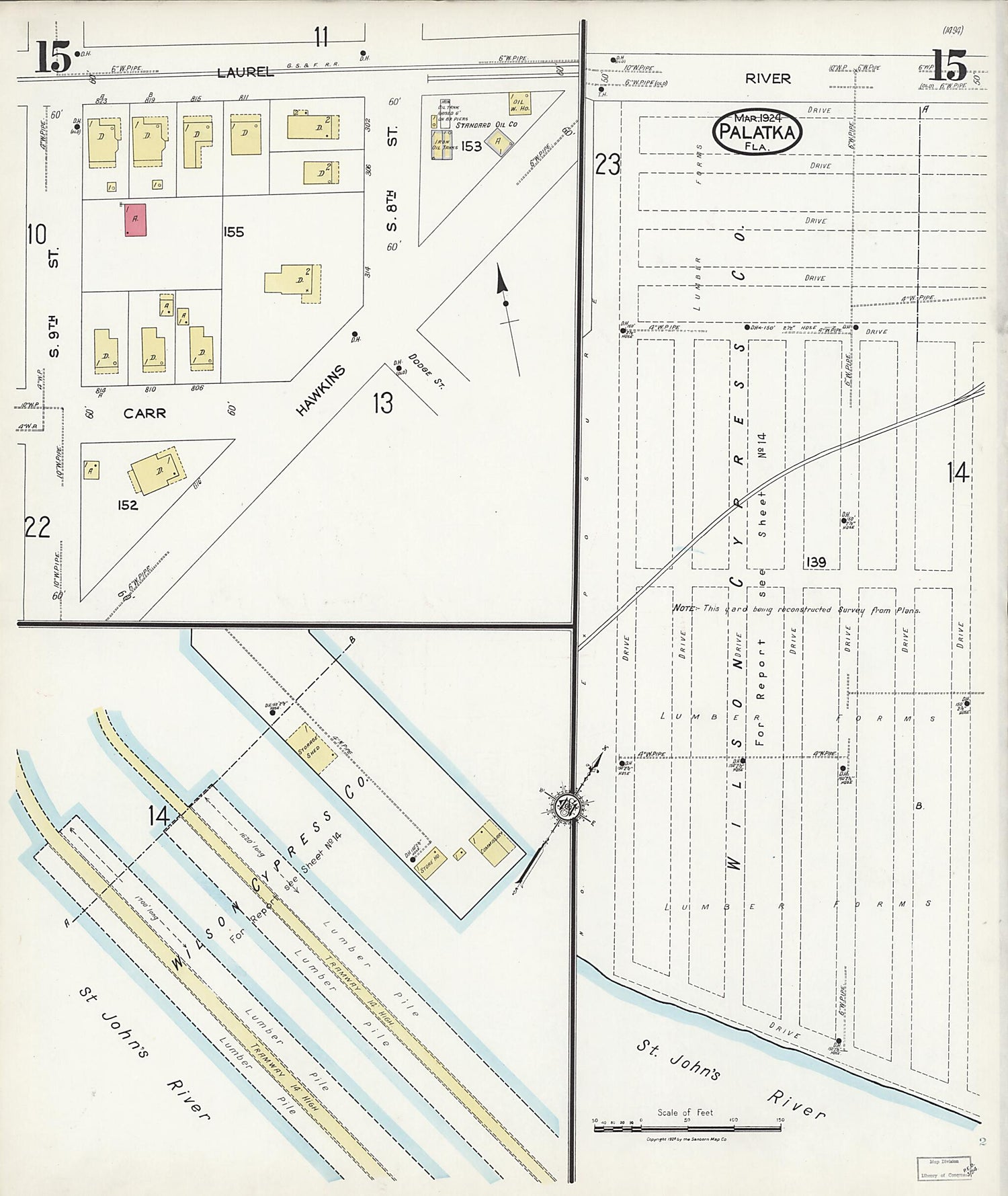 This old map of Palatka, Putnam County, Florida was created by Sanborn Map Company in 1924