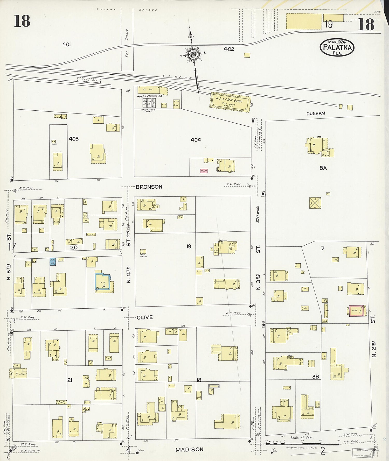 This old map of Palatka, Putnam County, Florida was created by Sanborn Map Company in 1924