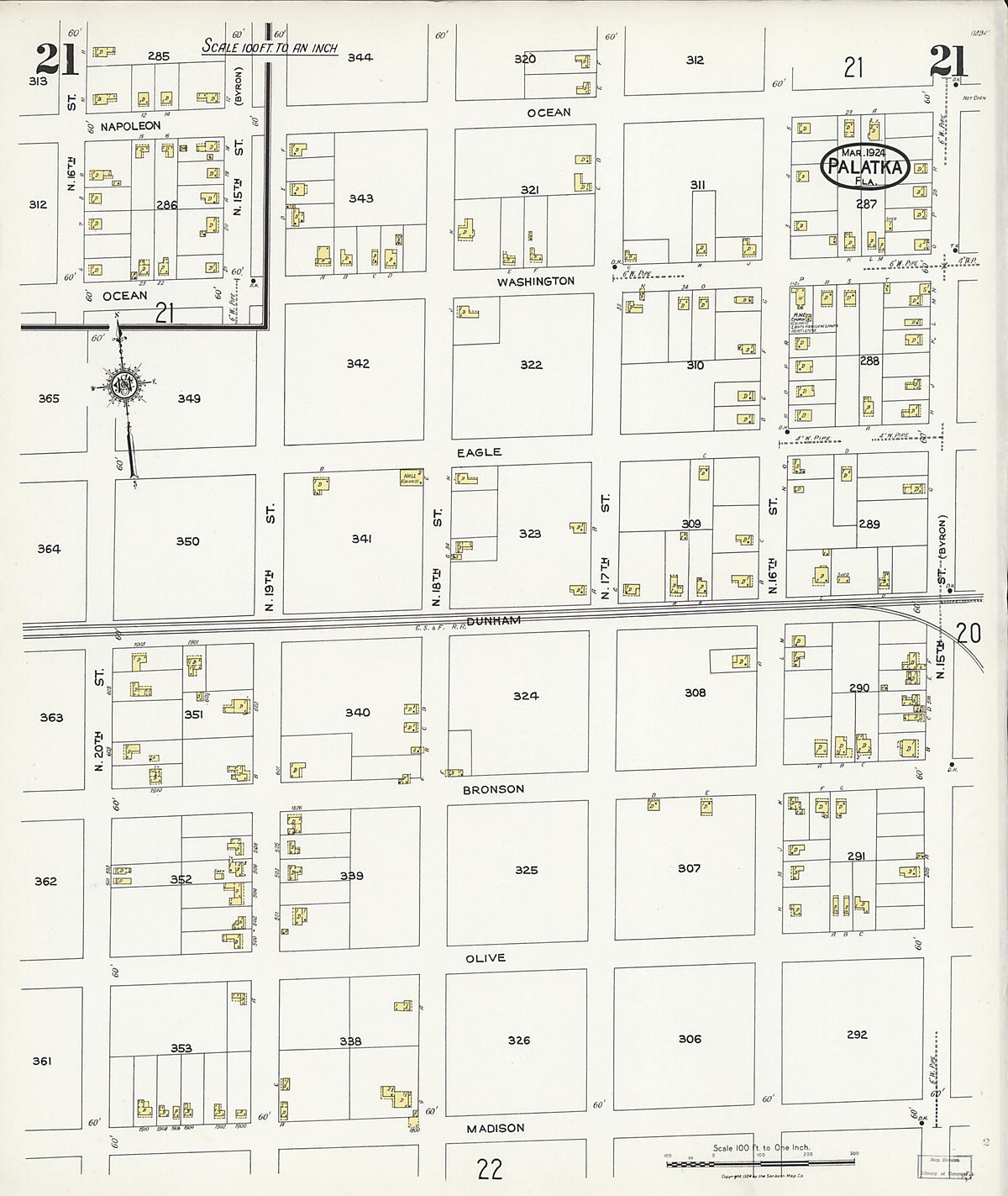Palatka, Putnam County, Florida 1924 (Sheet 21 of 24) by Relic Map Company
