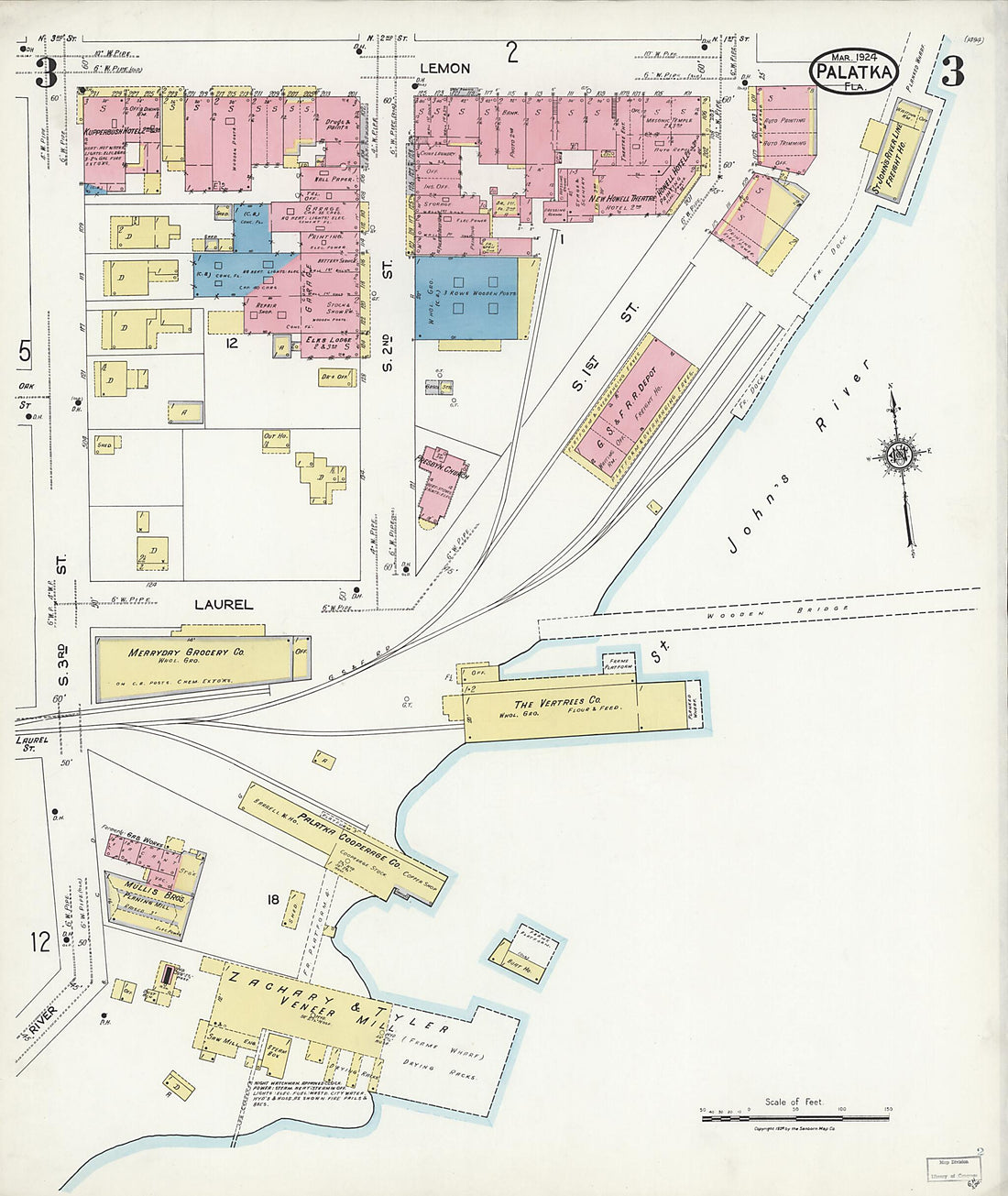 This old map of Palatka, Putnam County, Florida was created by Sanborn Map Company in 1924