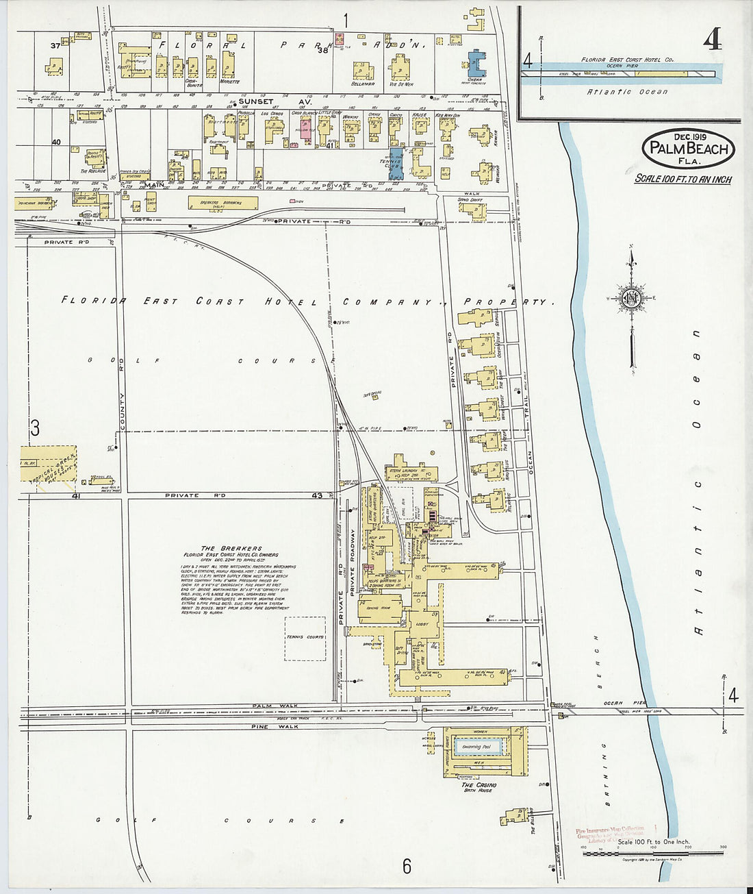 This old map of Palm Beach, Palm Beach County, Florida was created by Sanborn Map Company in 1919