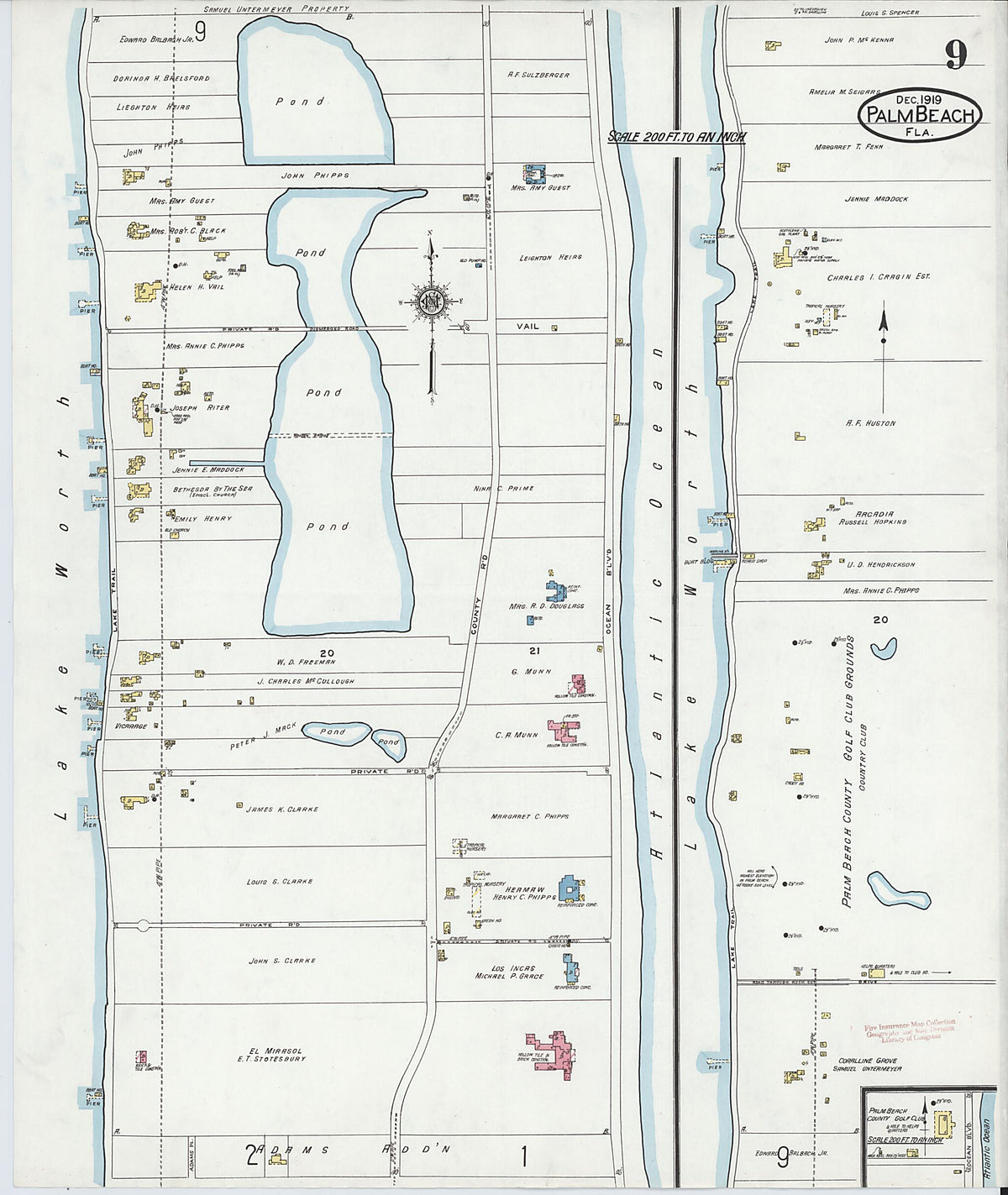 Palm Beach, Palm Beach County, Florida 1919 (Sheet 9) by Relic Map Company