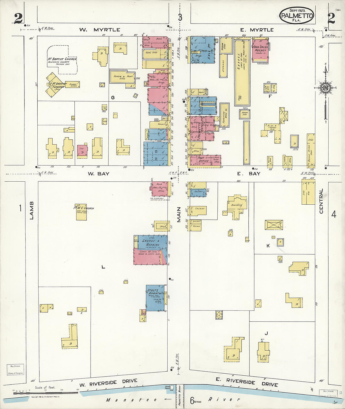 Palmetto, Manatee County, Florida 1923 (Sheet 2 of 6) by Relic Map Company