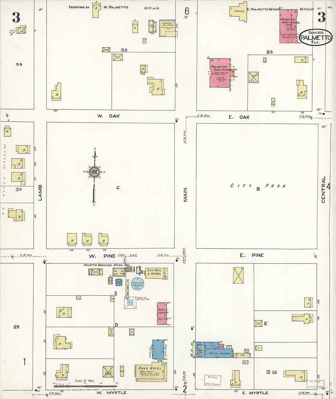 This old map of Palmetto, Manatee County, Florida was created by Sanborn Map Company in 1923