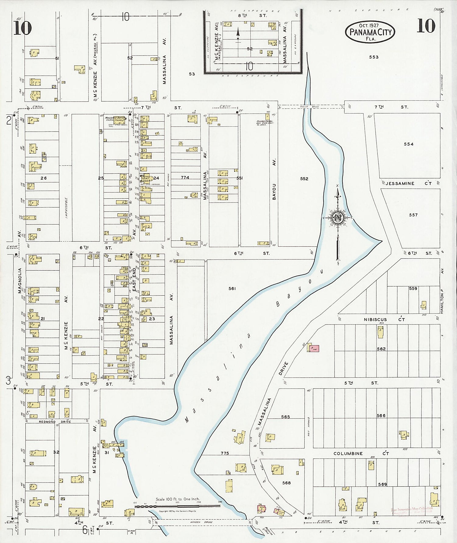 This old map of Panama City, Bay County, Florida was created by Sanborn Map Company in 1927