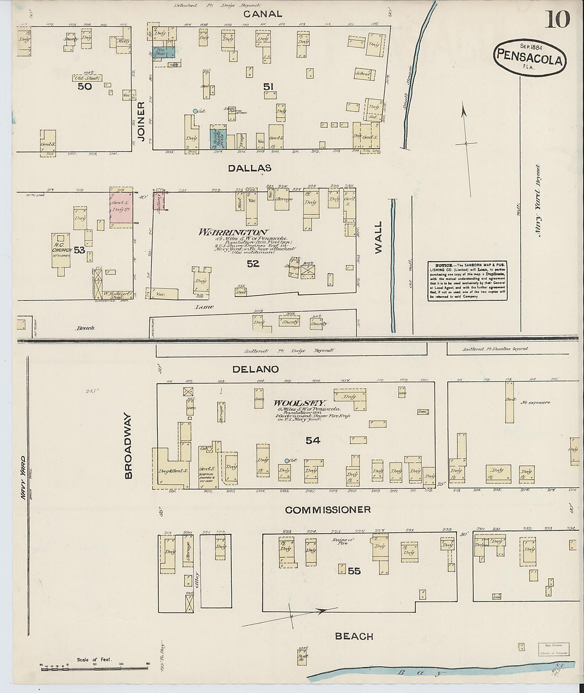 Pensacola, Escambia County, Florida 1884 (Sheet 10) by Relic Map Company