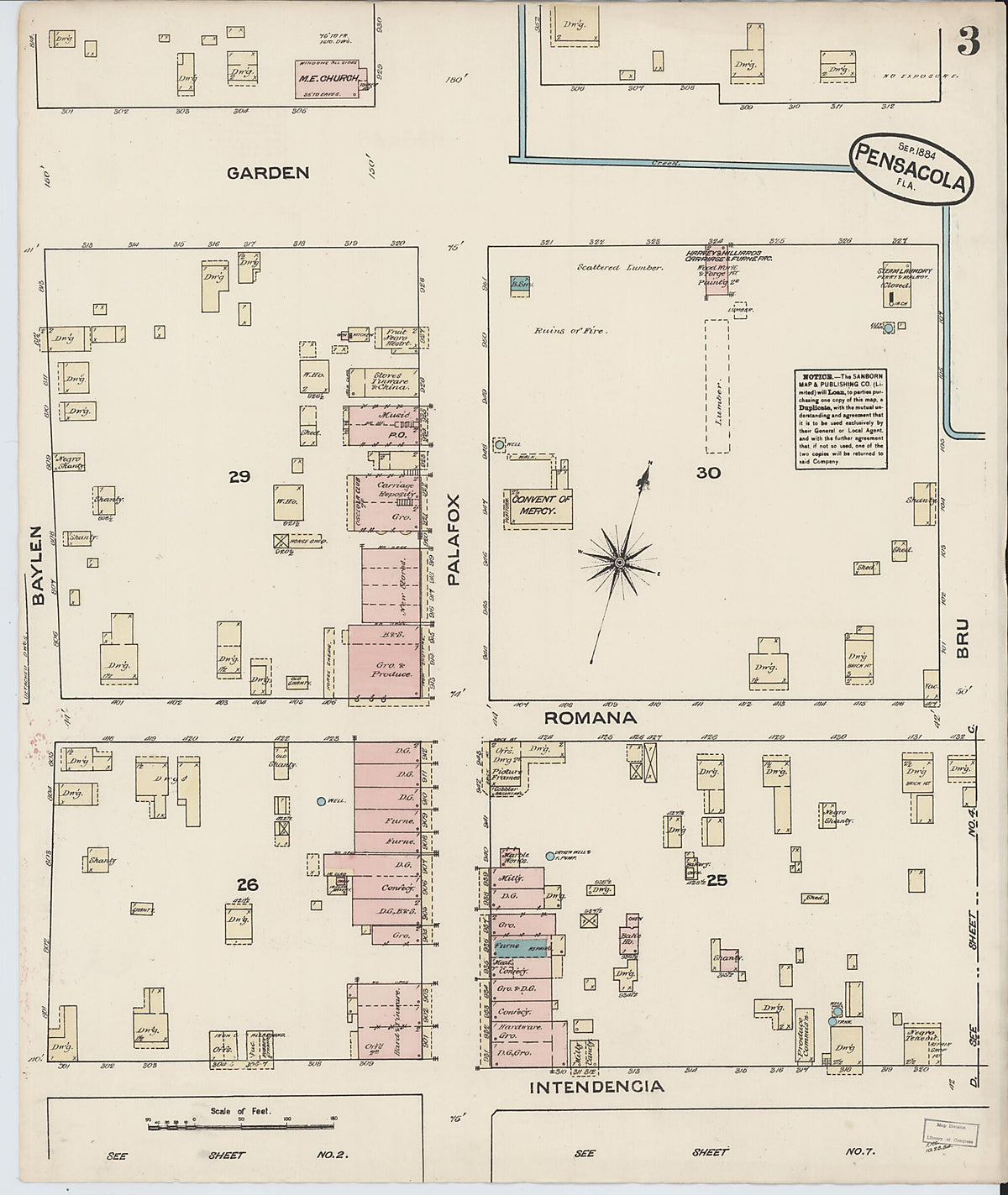 Pensacola, Escambia County, Florida 1884 (Sheet 3) by Relic Map Company